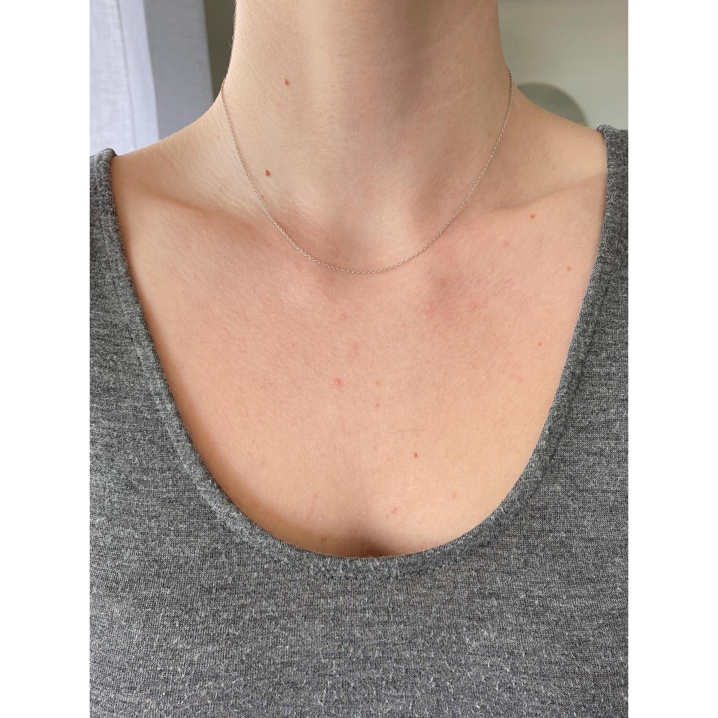 Vintage Solid 14k White Gold Cable Link Chain Necklace - 15.5 inches