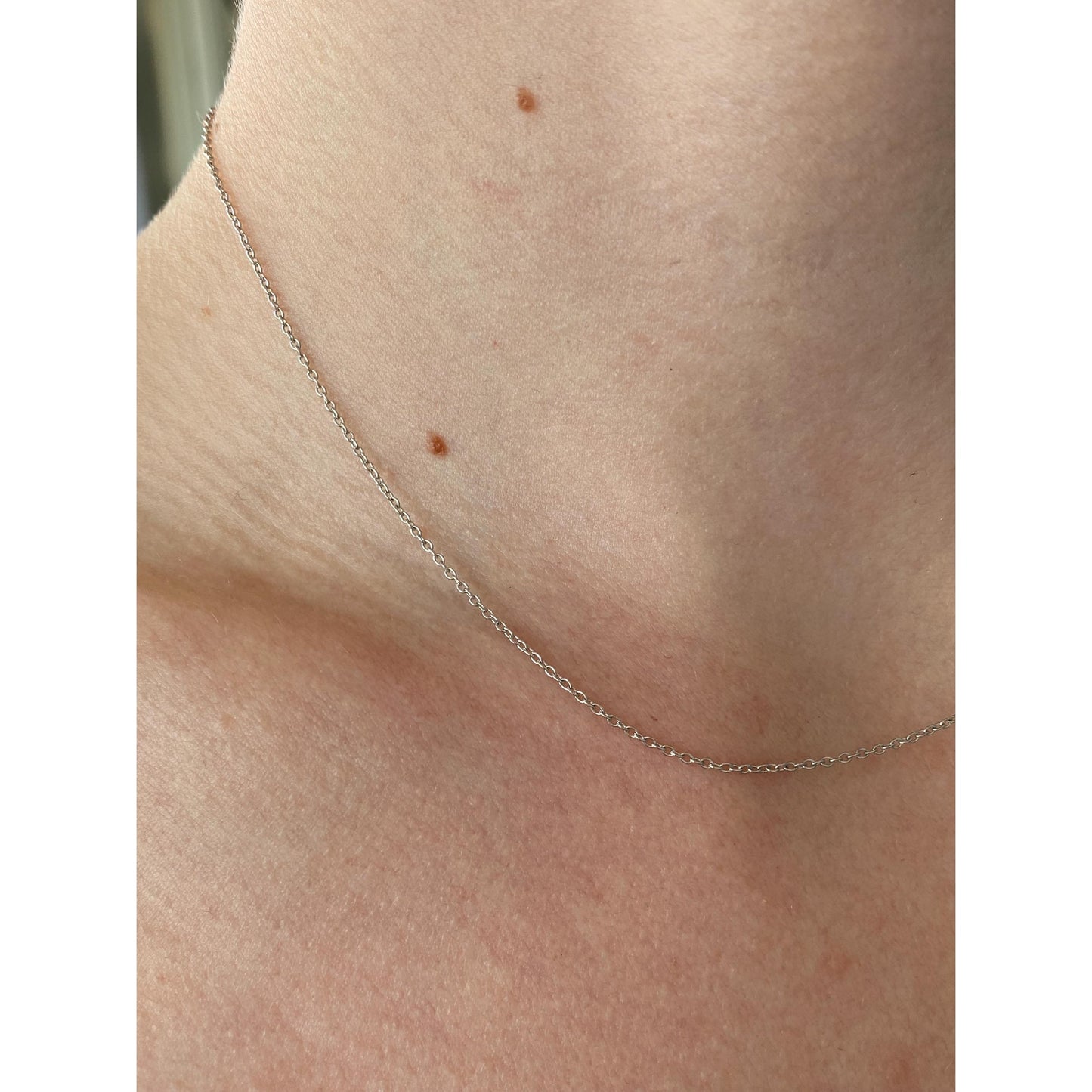 Vintage Solid 14k White Gold Cable Link Chain Necklace - 15.5 inches