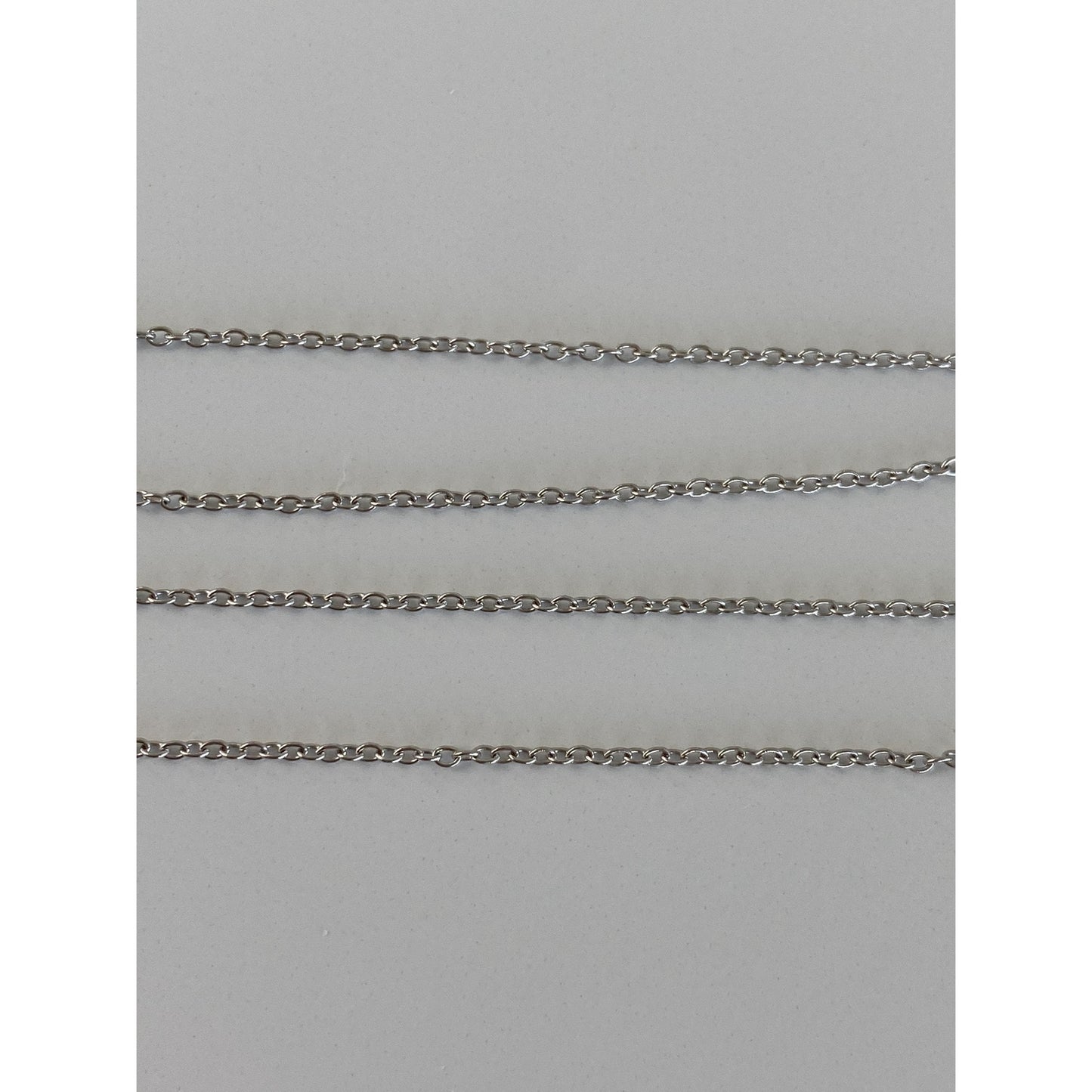 Vintage Solid 14k White Gold Cable Link Chain Necklace - 15.5 inches