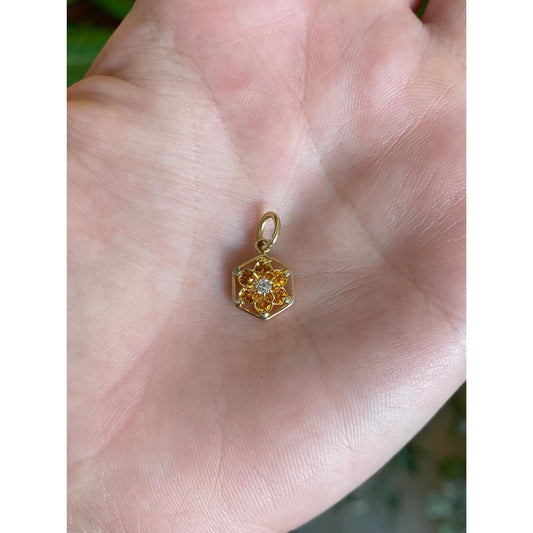 Solid 14k Yellow Gold Diamond Stick Pin Conversion Charm