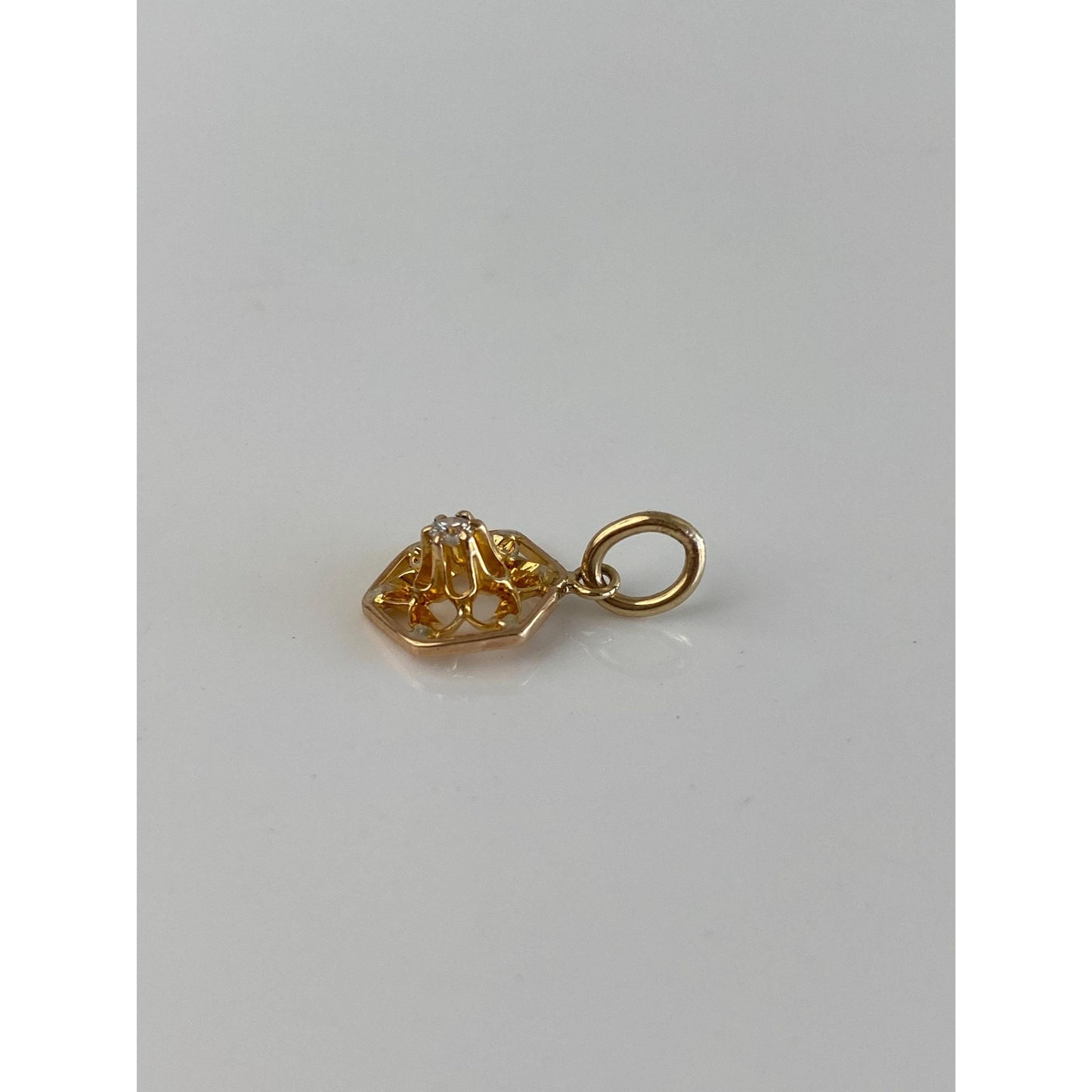 Solid 14k Yellow Gold Diamond Stick Pin Conversion Charm