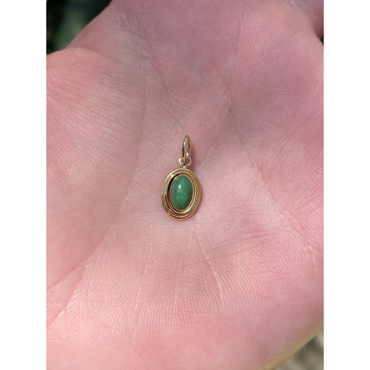 Vintage Solid 14k Yellow Gold Little Jade Charm