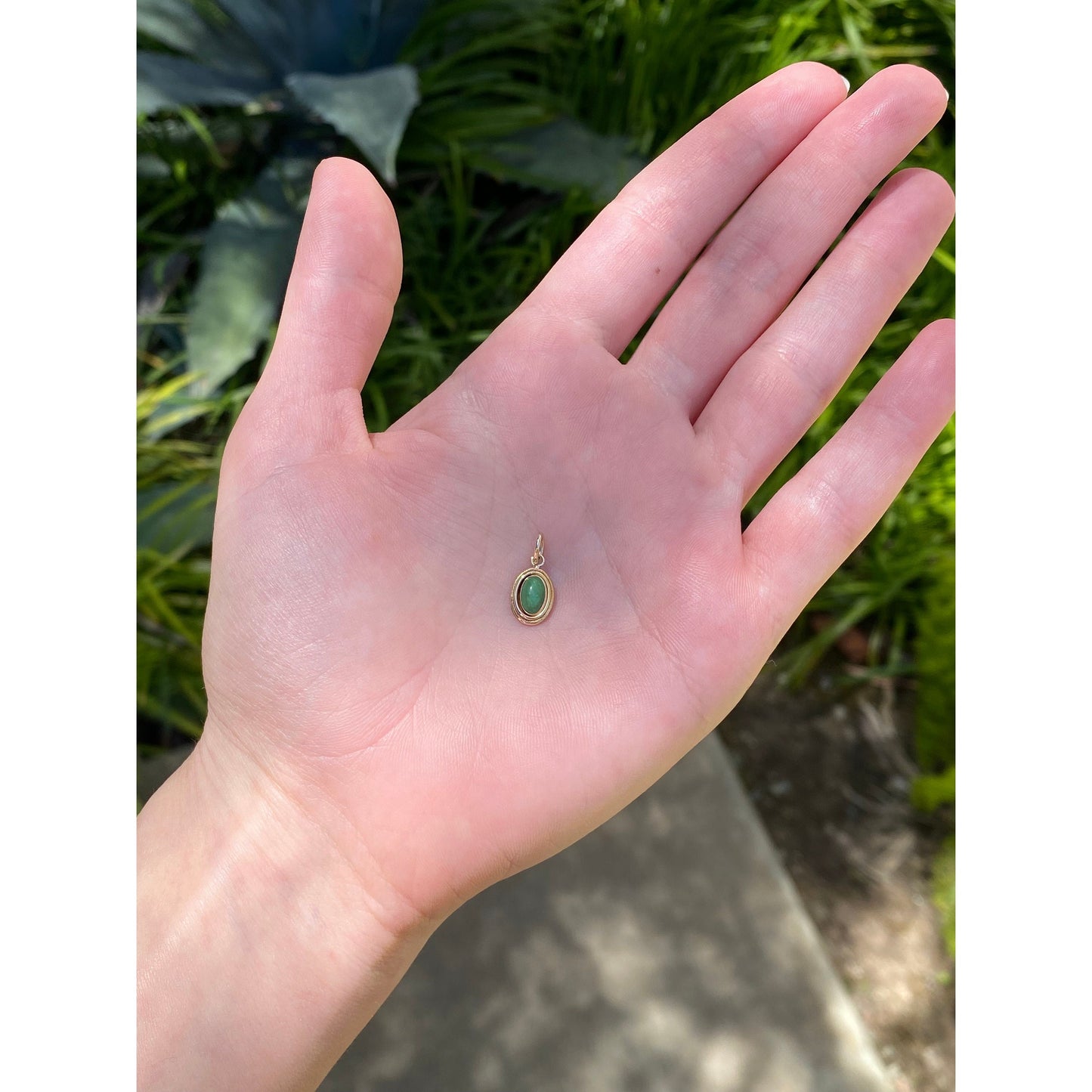 Vintage Solid 14k Yellow Gold Little Jade Charm