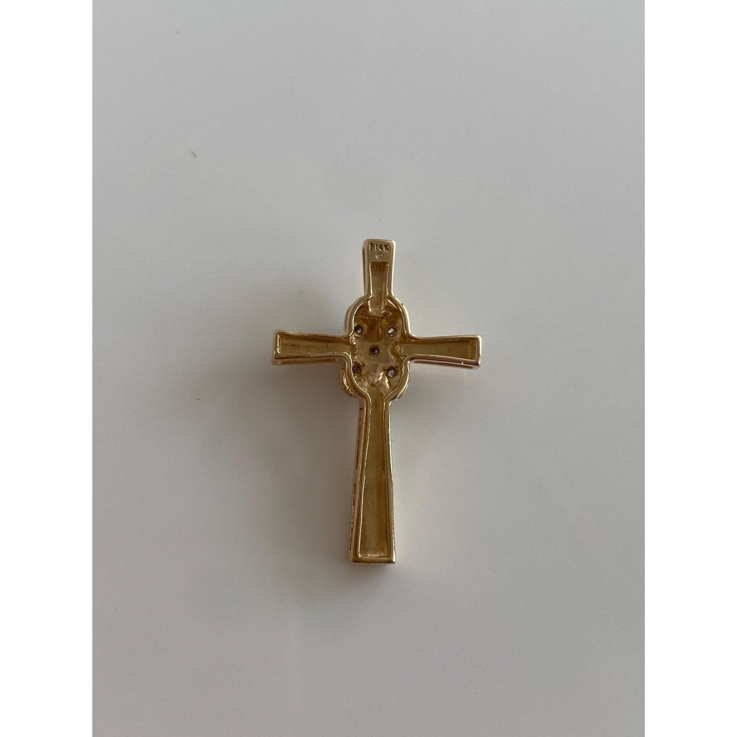 Vintage Solid 14k White & Yellow Gold Diamond Cross Charm