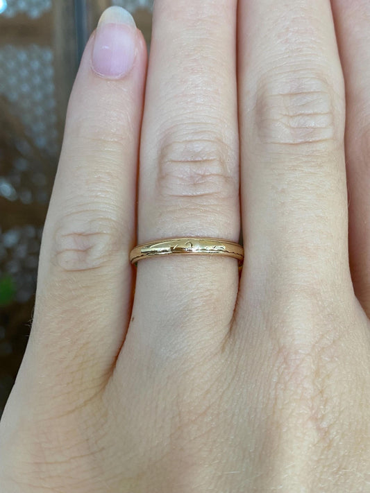 Vintage Solid 14k Yellow Gold  Worn Design Ring Band - Size 6