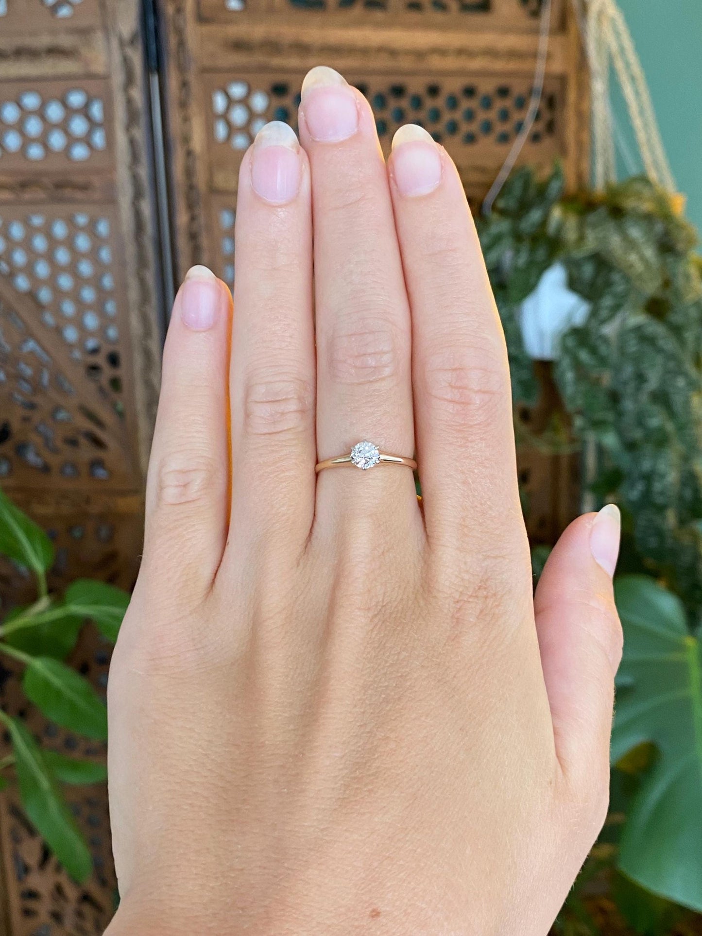 Vintage Solid 14k Yellow Gold Diamond Solitaire Ring - Size 5.5