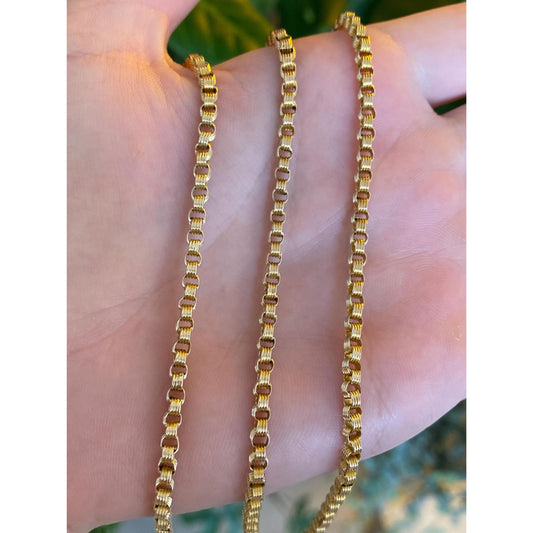 Vintage Solid 14k Gold Fancy Rolo Chain Necklace - 23 inches