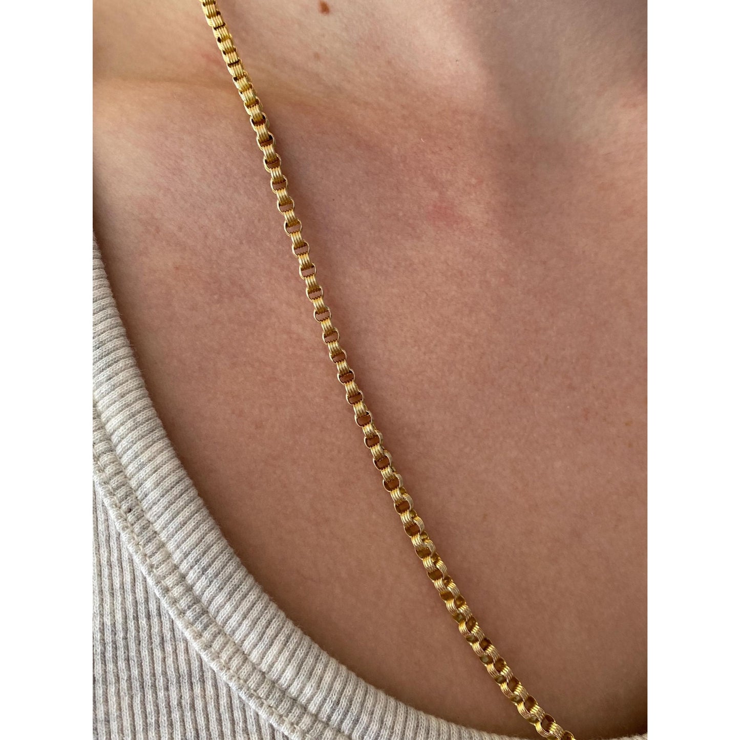 Vintage Solid 14k Gold Fancy Rolo Chain Necklace - 23 inches