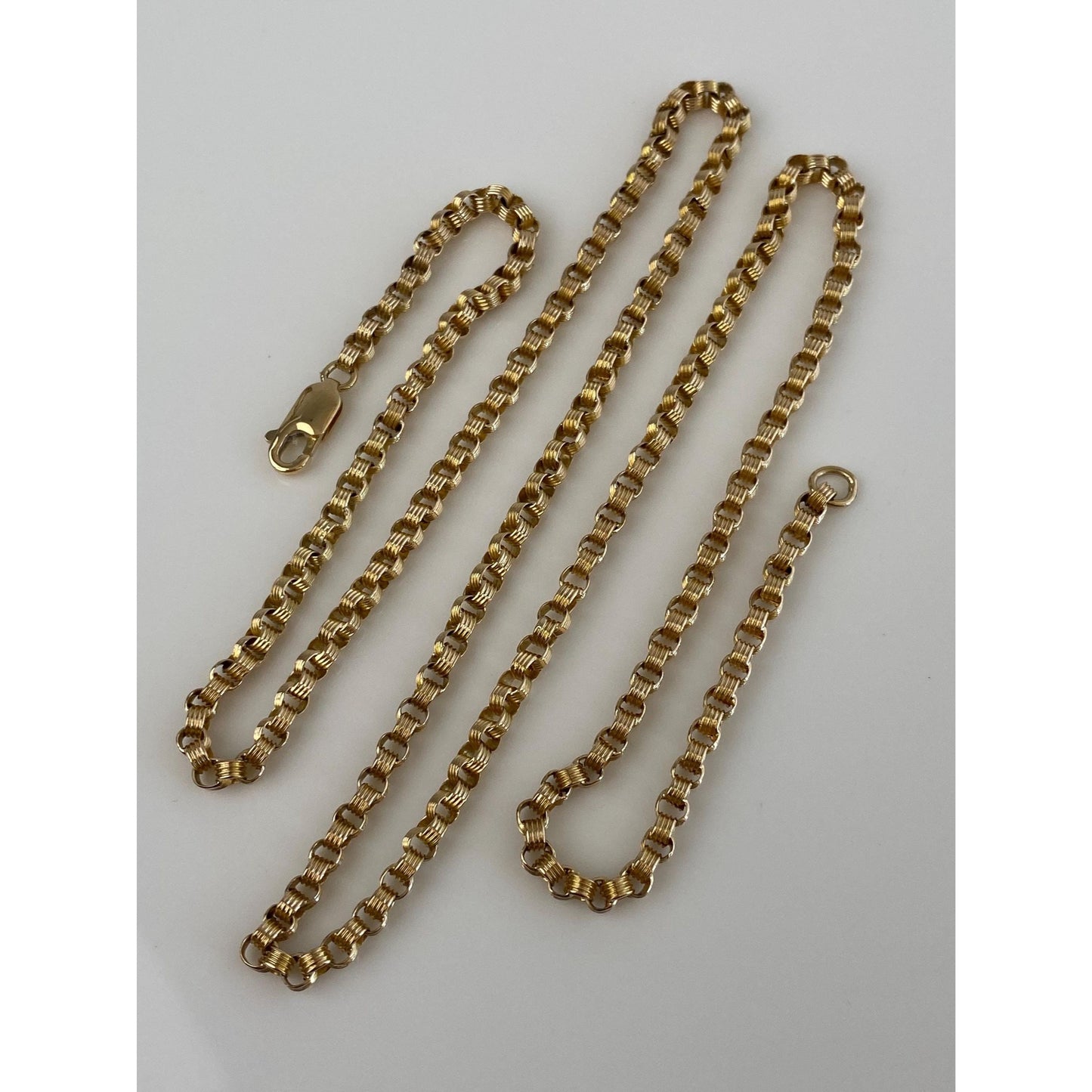 Vintage Solid 14k Gold Fancy Rolo Chain Necklace - 23 inches