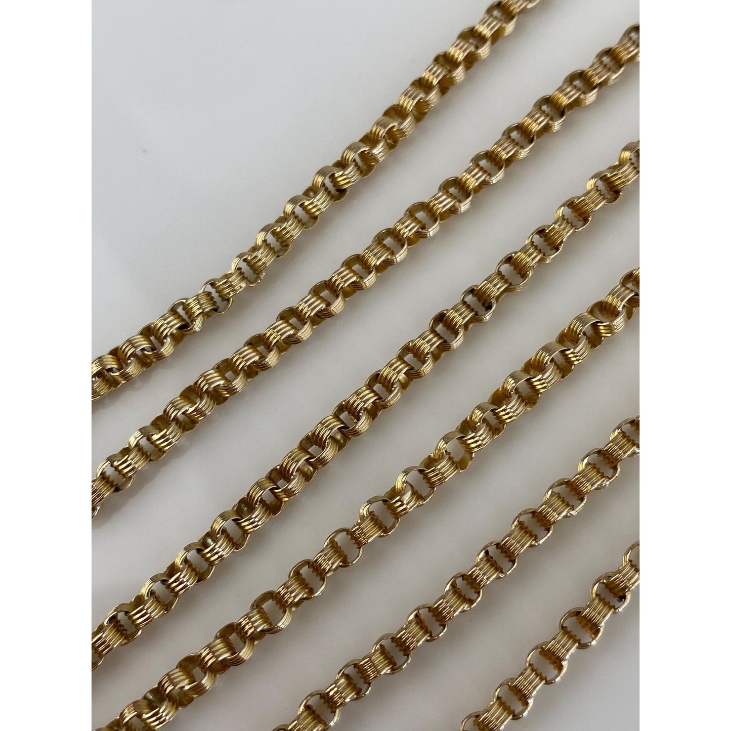 Vintage Solid 14k Gold Fancy Rolo Chain Necklace - 23 inches