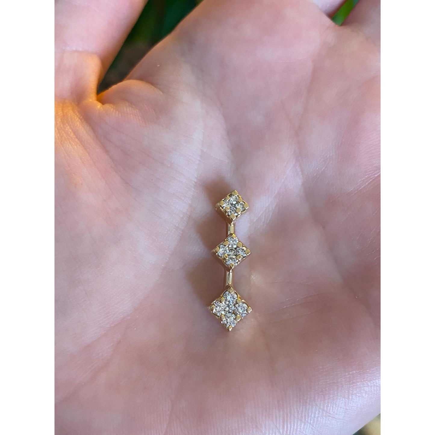 Solid 14k Yellow Gold Diamond Slide Charm