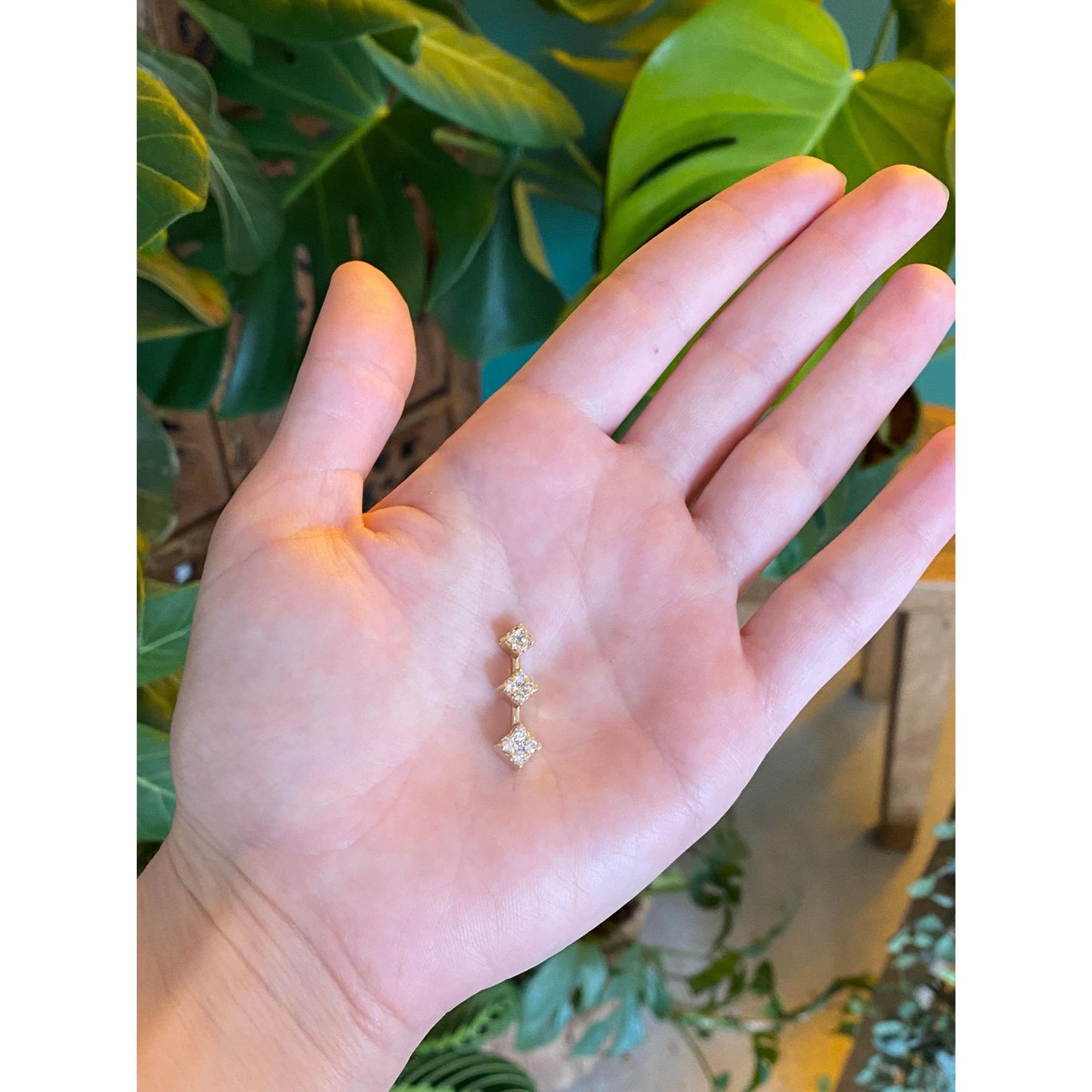 Solid 14k Yellow Gold Diamond Slide Charm