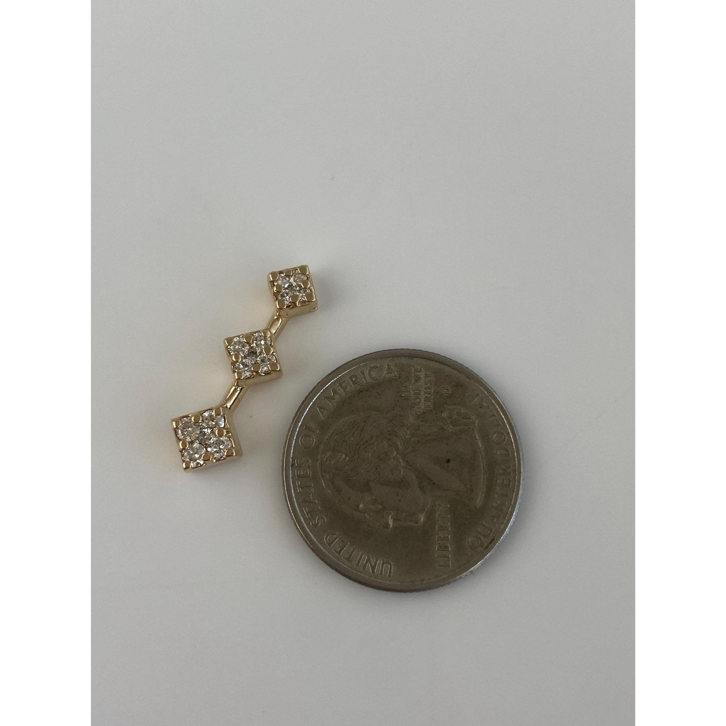 Solid 14k Yellow Gold Diamond Slide Charm