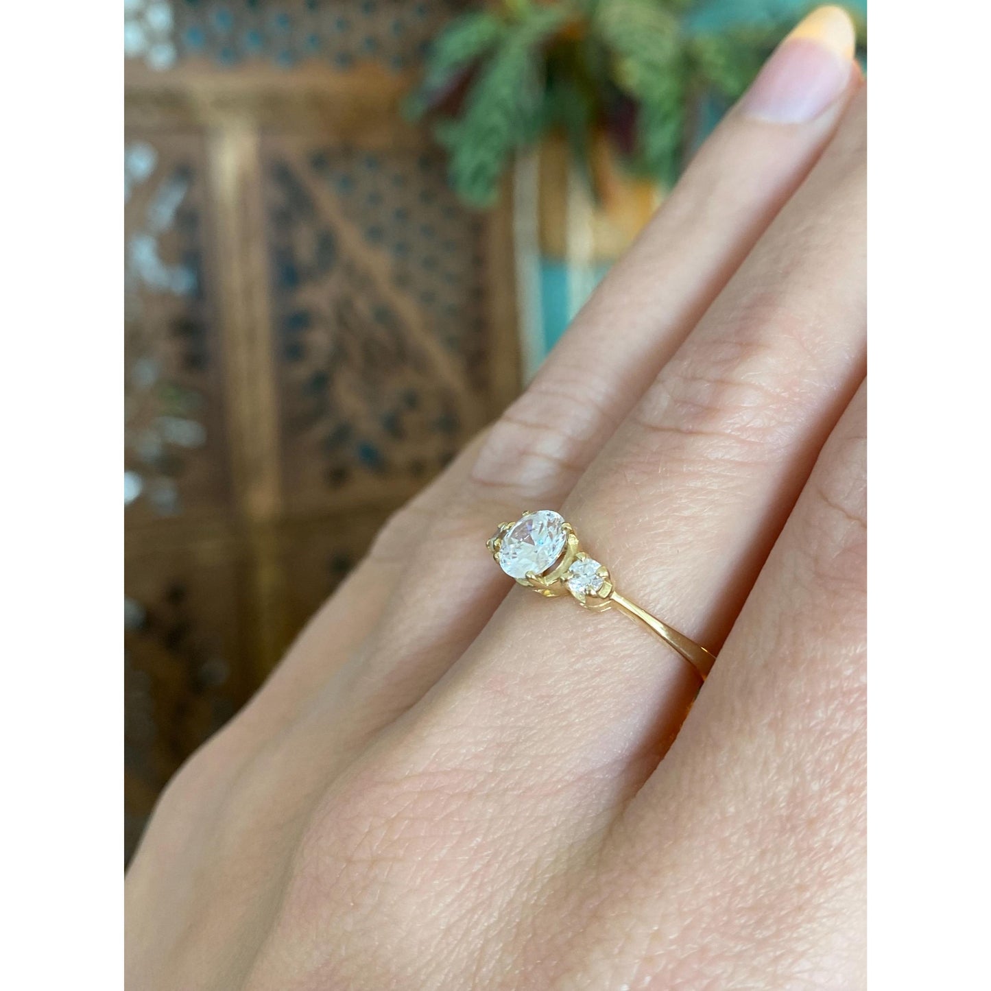 Solid 14k Yellow Gold Cubic Zirconia Ring Band - Size 5.5