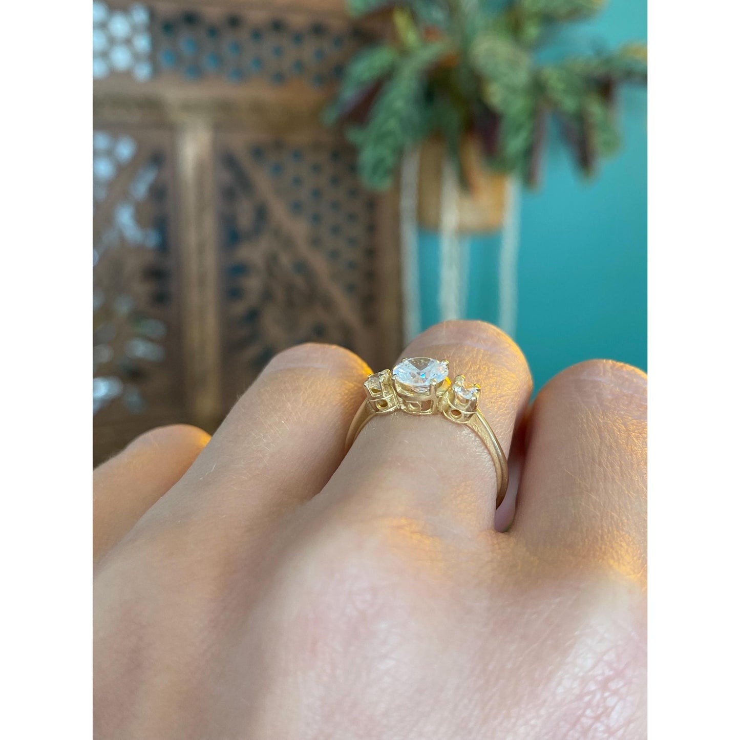 Solid 14k Yellow Gold Cubic Zirconia Ring Band - Size 5.5