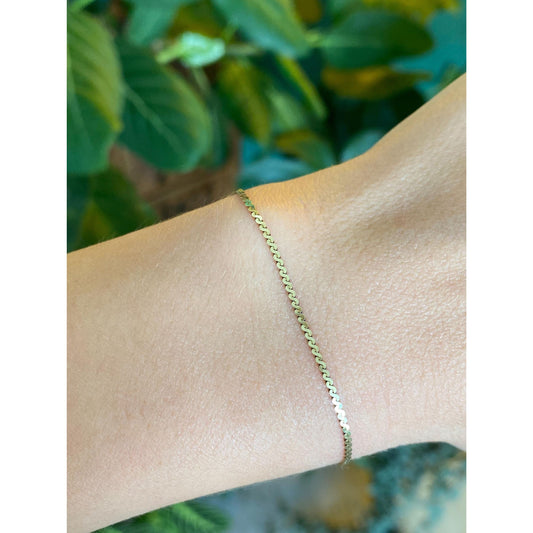 Vintage Solid 14k Yellow Gold Serpentine Chain Bracelet - 6.5 inches