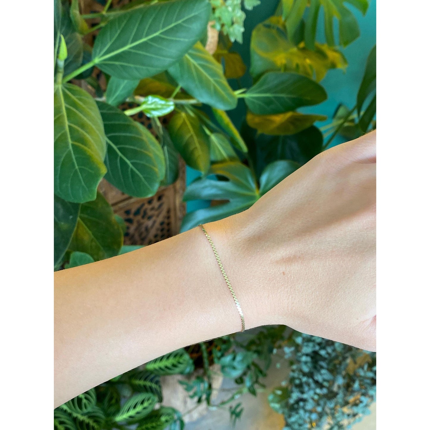 Vintage Solid 14k Yellow Gold Serpentine Chain Bracelet - 6.5 inches