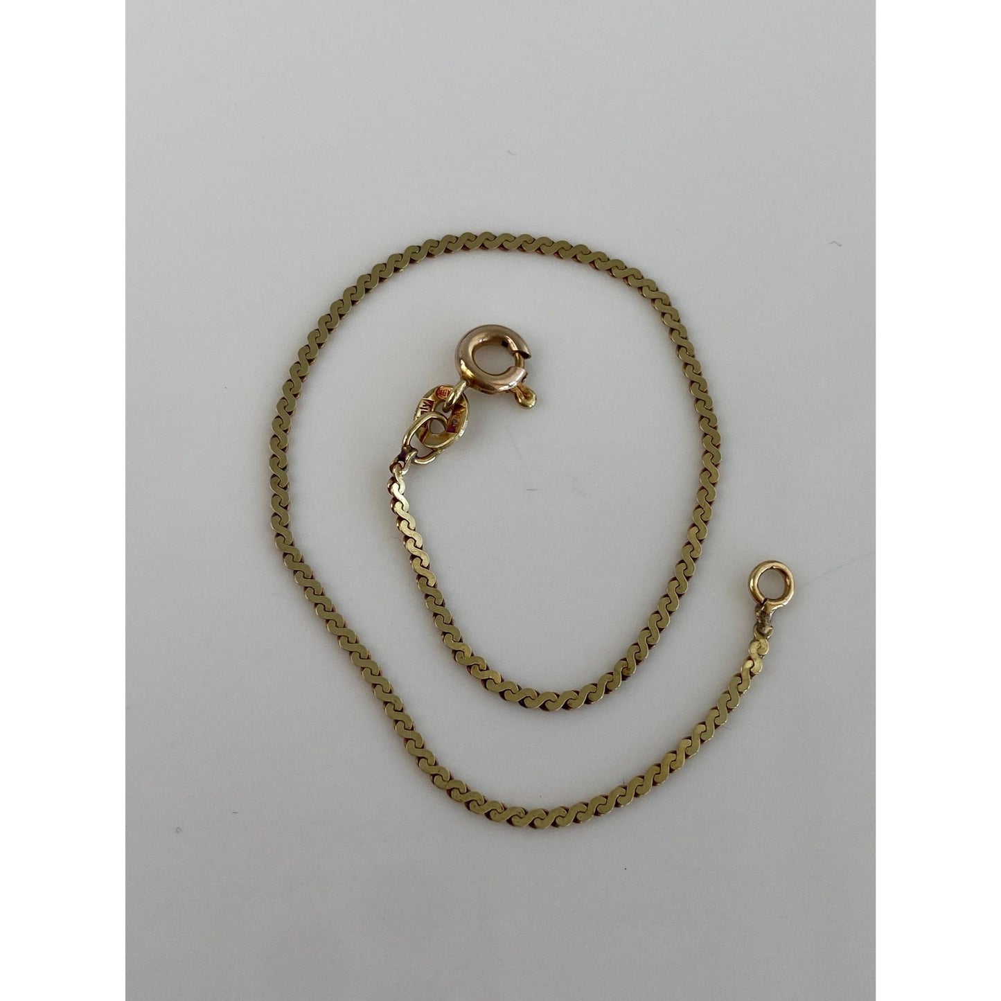 Vintage Solid 14k Yellow Gold Serpentine Chain Bracelet - 6.5 inches