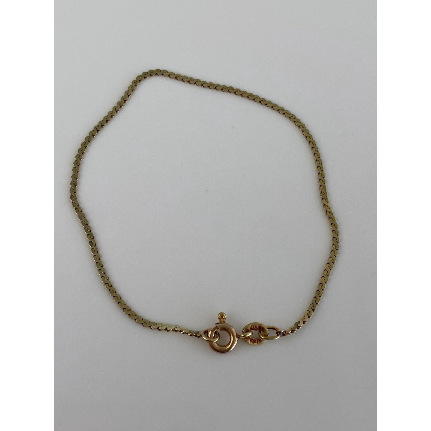 Vintage Solid 14k Yellow Gold Serpentine Chain Bracelet - 6.5 inches