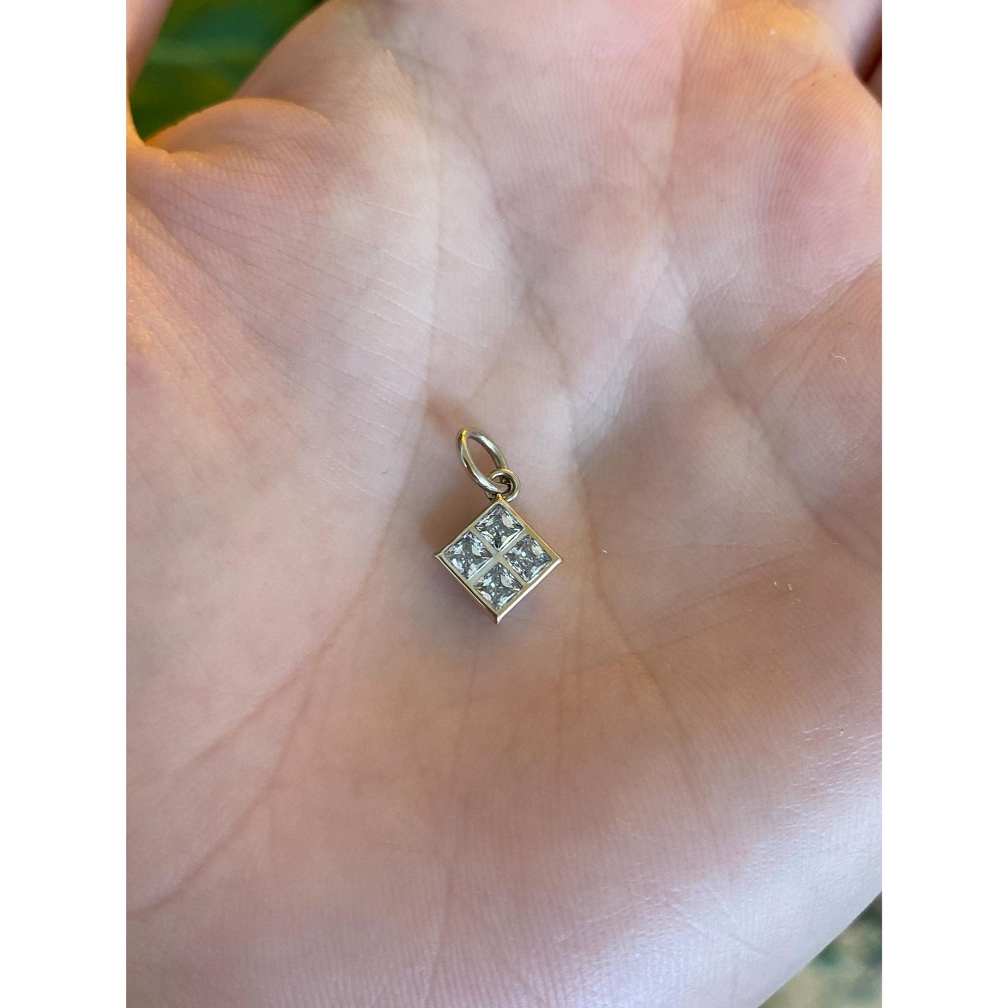 Vintage Solid 14k White Gold Cubic Zirconia Charm