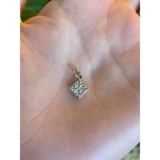 Vintage Solid 14k White Gold Cubic Zirconia Charm