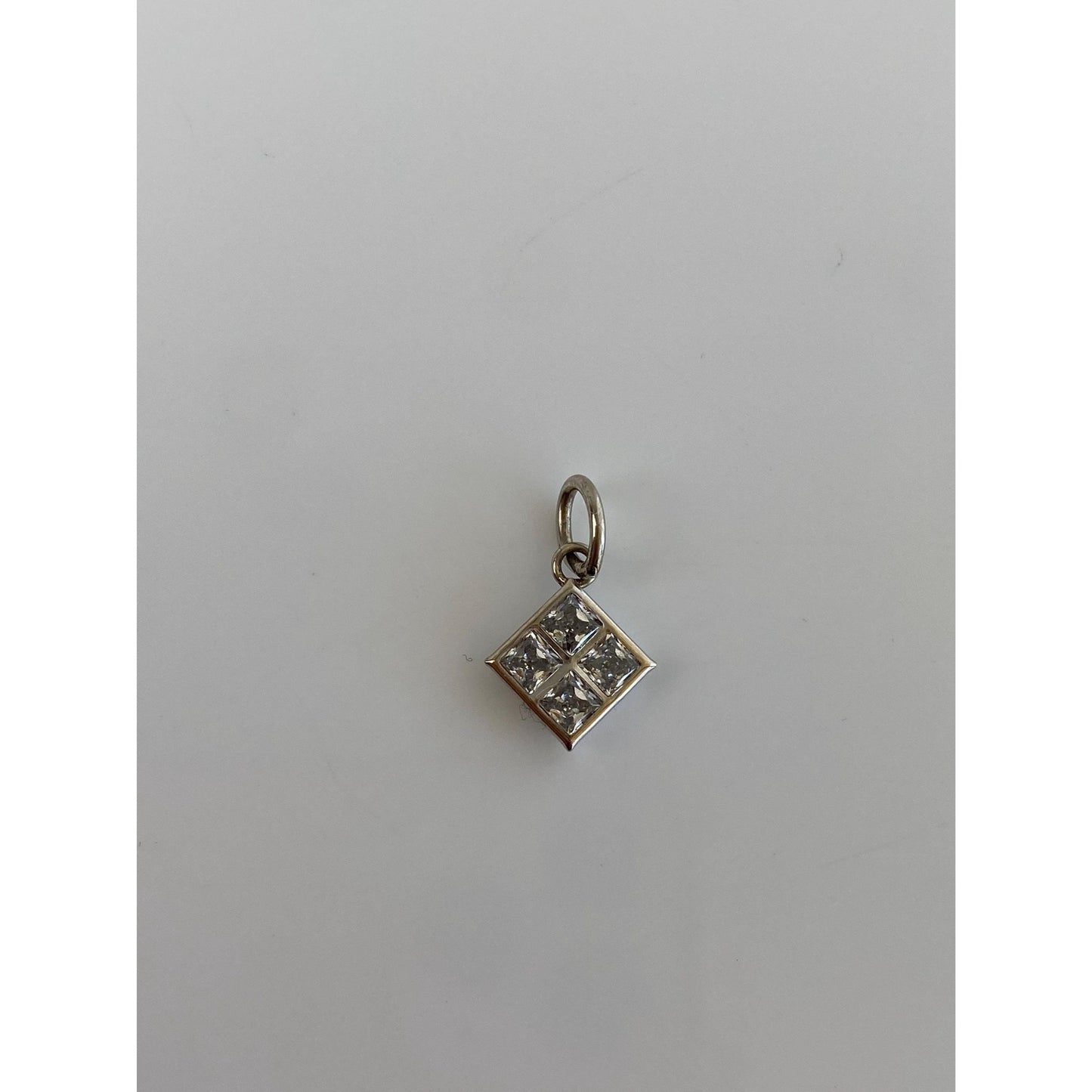 Vintage Solid 14k White Gold Cubic Zirconia Charm