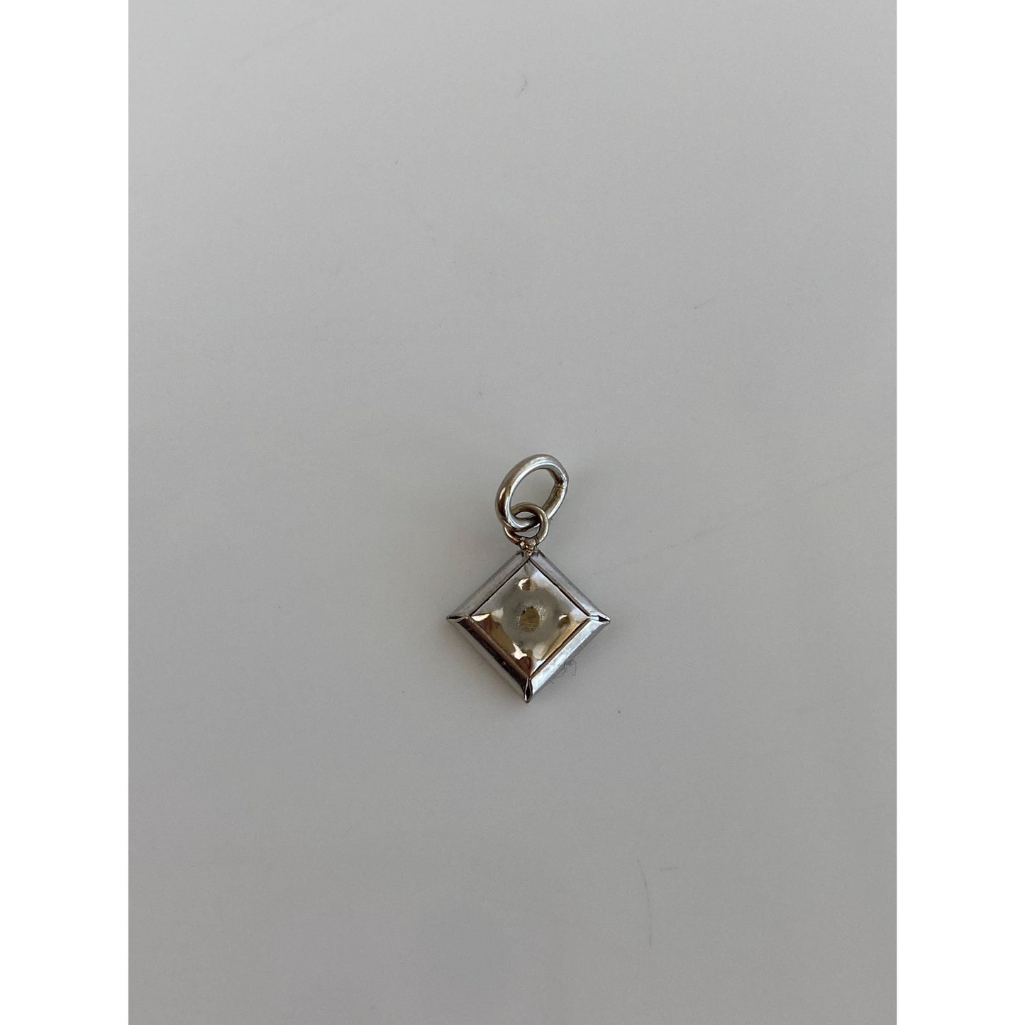 Vintage Solid 14k White Gold Cubic Zirconia Charm