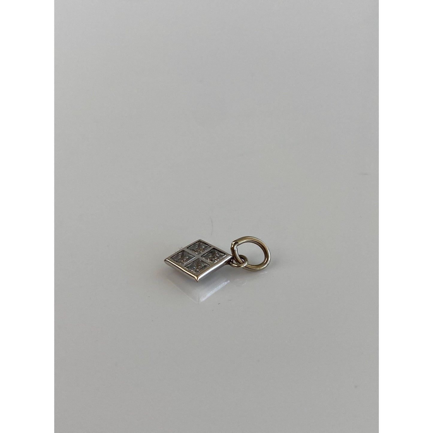 Vintage Solid 14k White Gold Cubic Zirconia Charm