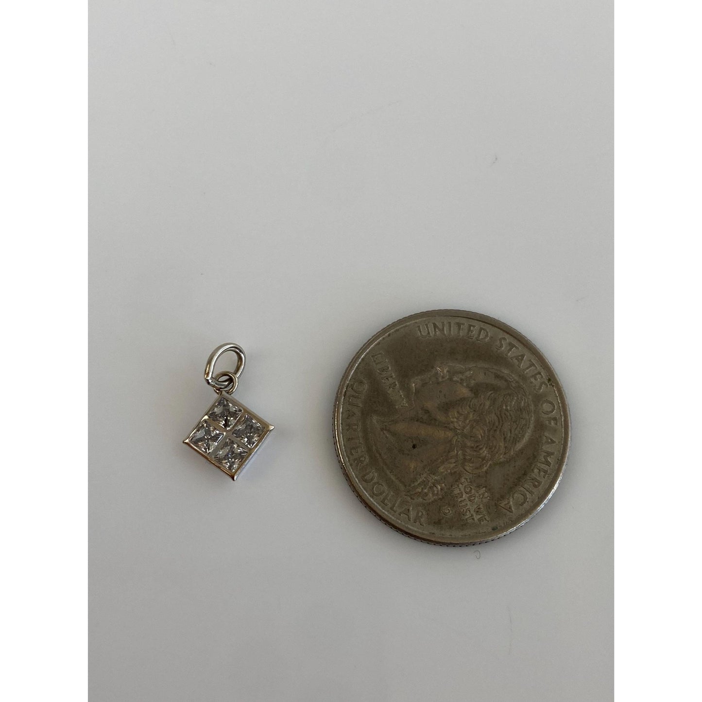 Vintage Solid 14k White Gold Cubic Zirconia Charm