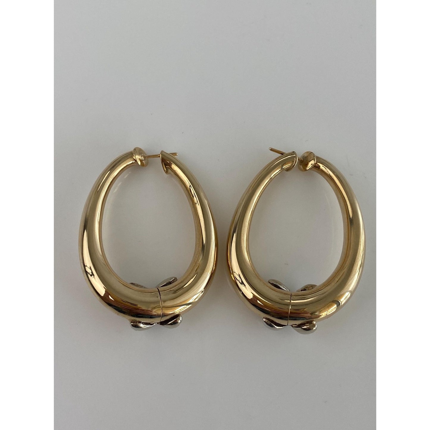 Vintage Solid 14k Yellow Gold Diamond X Hoop Earrings