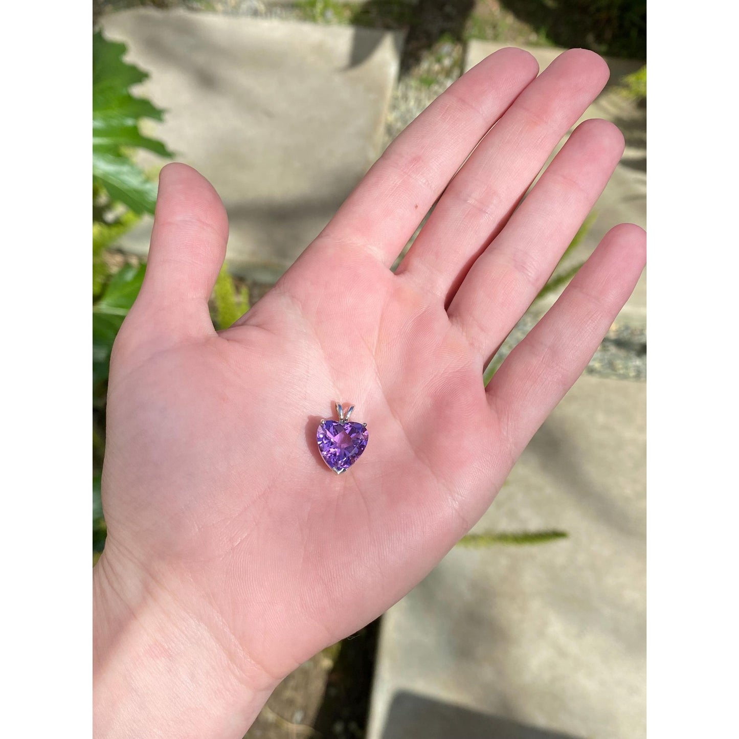 Vintage Solid 14k White Gold Amethyst Heart Charm