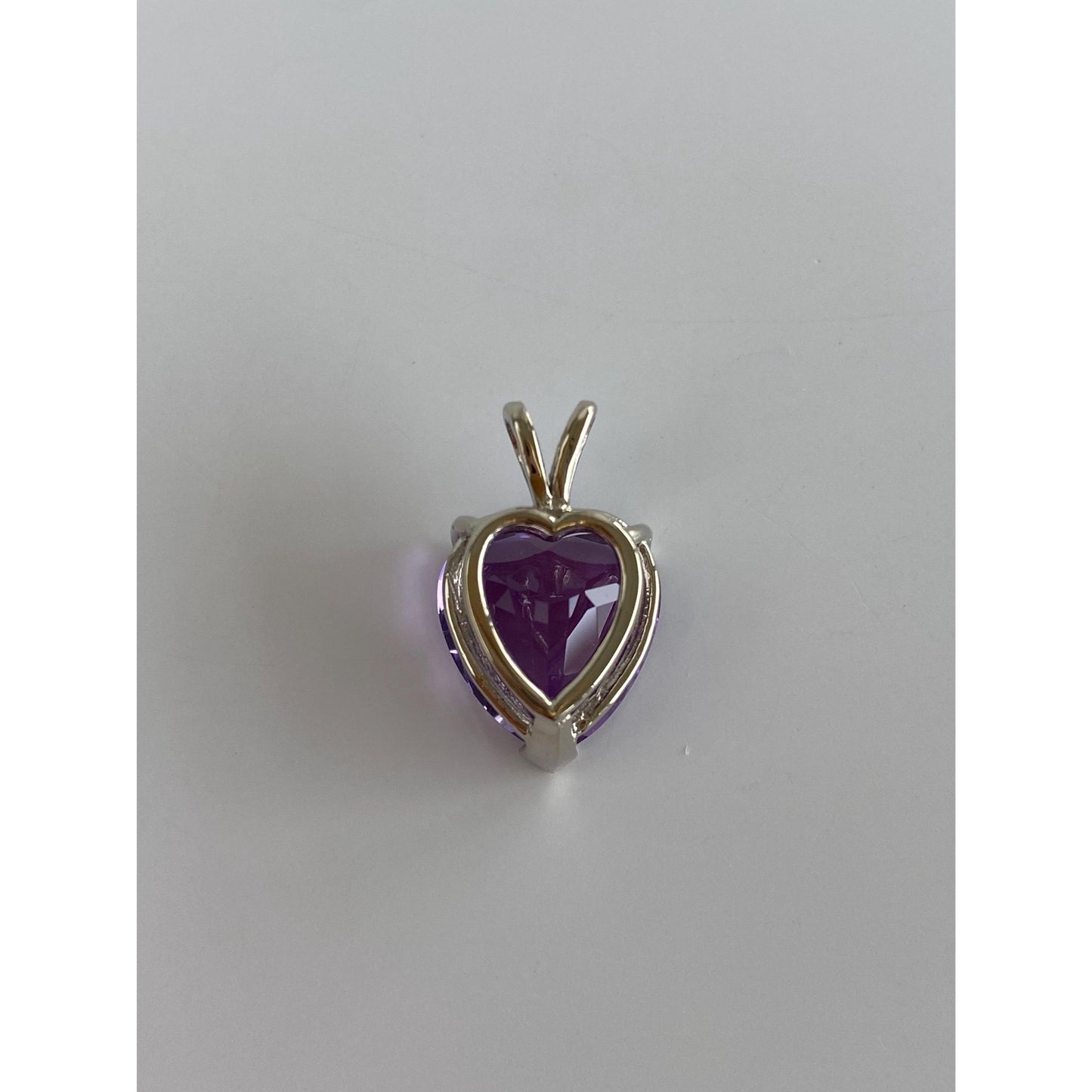 Vintage Solid 14k White Gold Amethyst Heart Charm