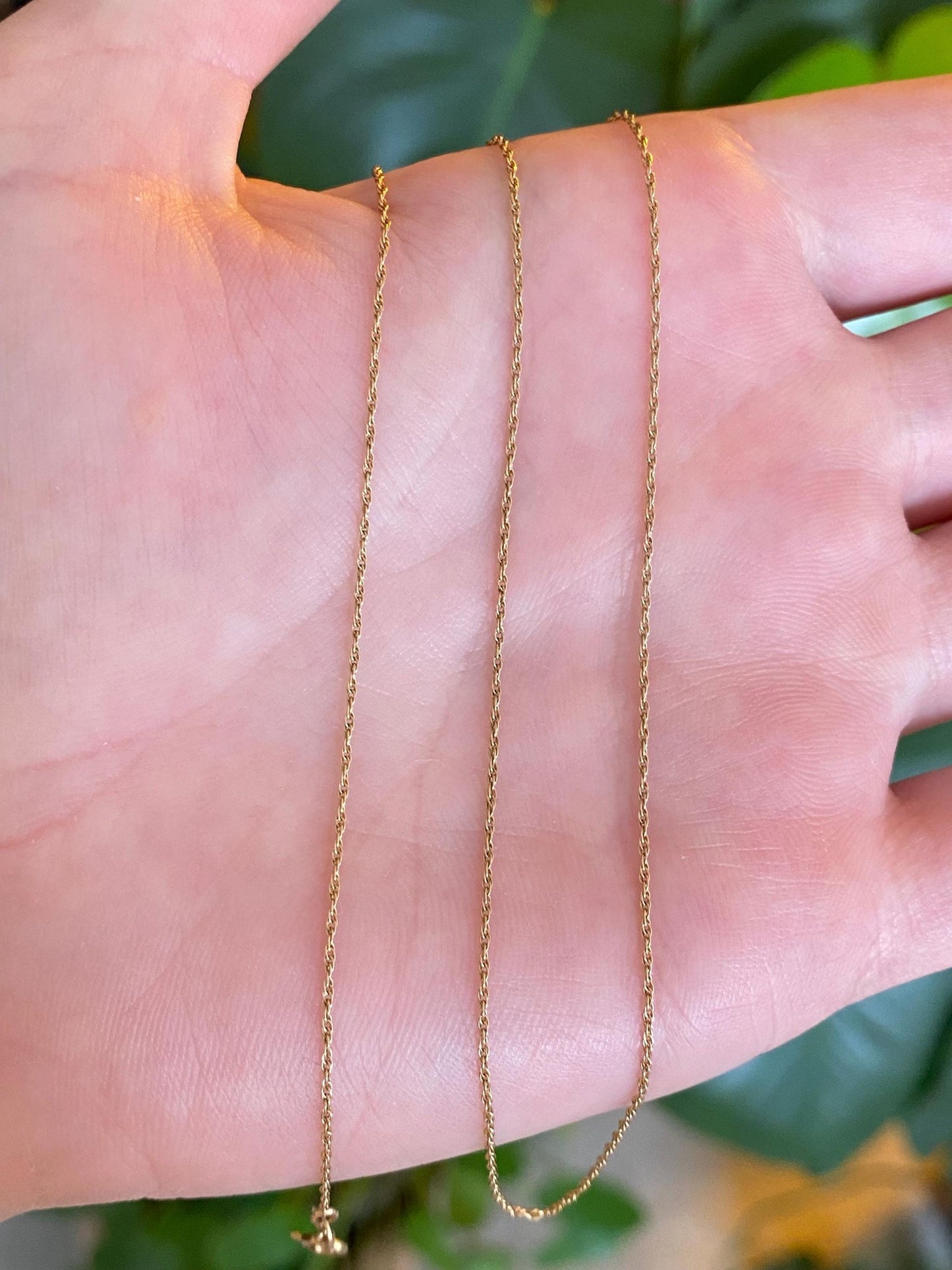 Vintage Solid 14k Yellow Gold Dainty Chain Necklace - 18 inches