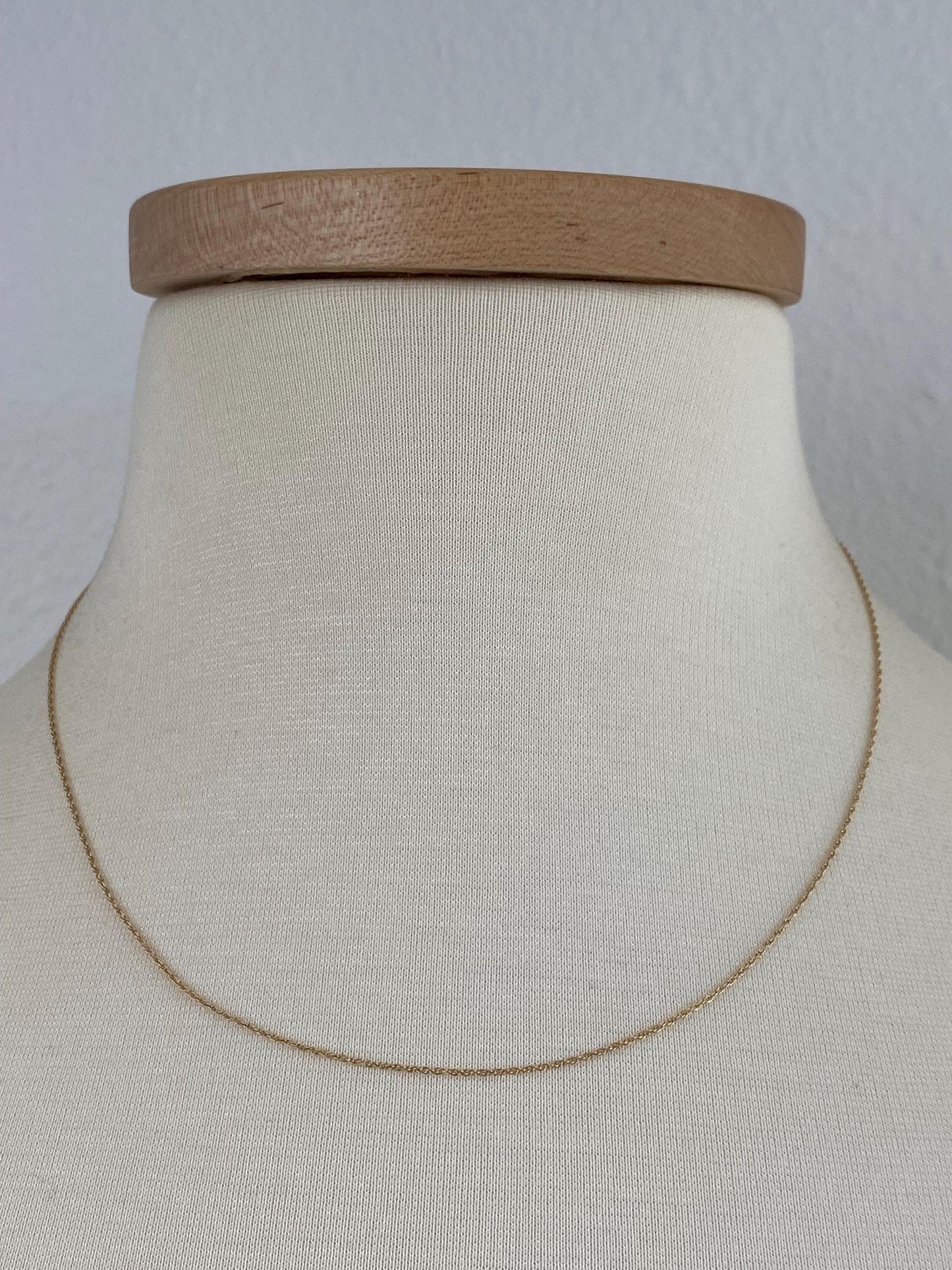 Vintage Solid 14k Yellow Gold Dainty Chain Necklace - 18 inches