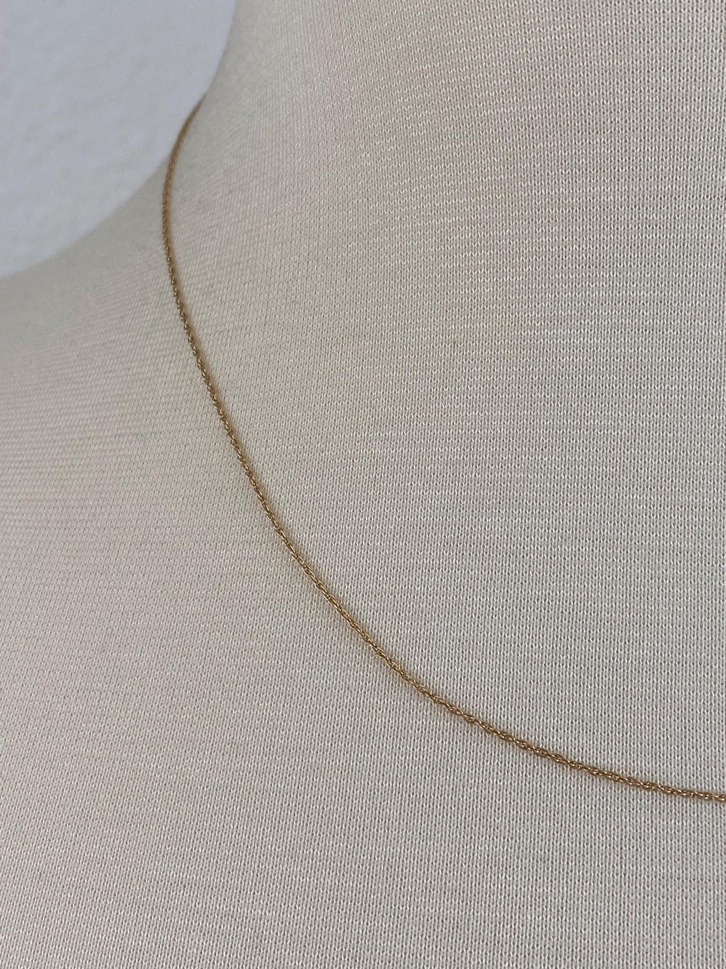Vintage Solid 14k Yellow Gold Dainty Chain Necklace - 18 inches
