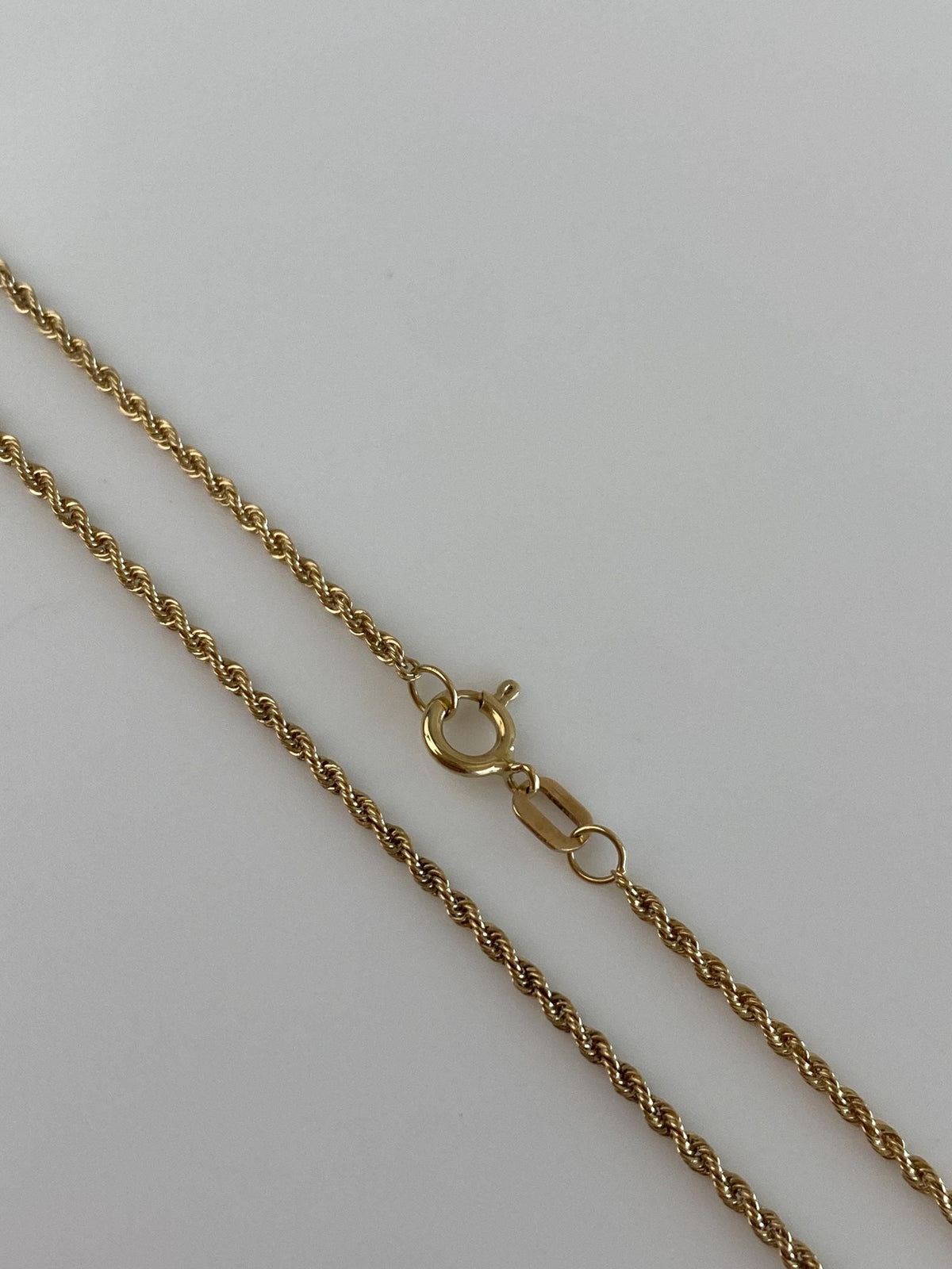 Vintage Solid 14k Yellow Gold Slim Rope Chain Necklace - 18.5 inches
