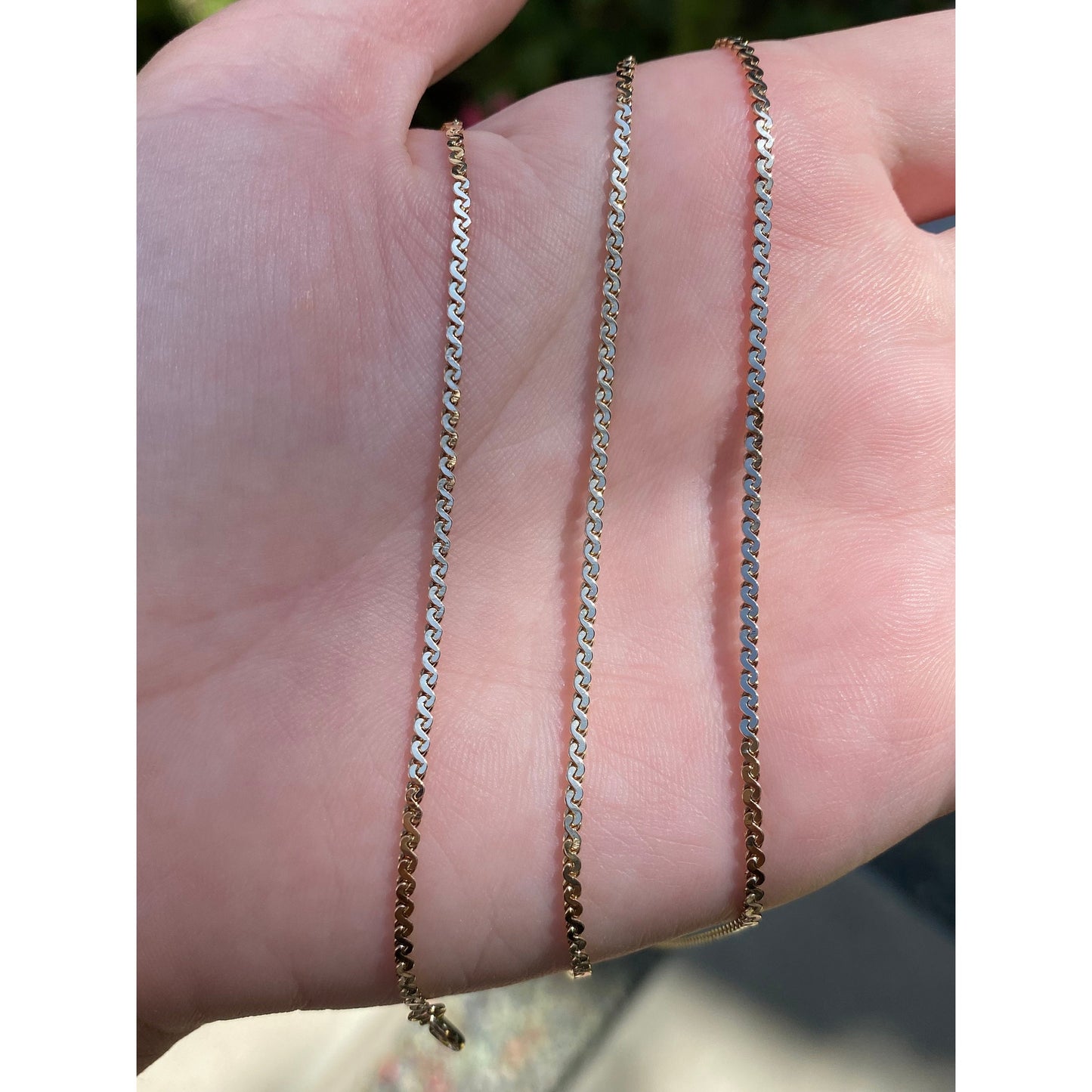 Vintage Solid 14k Yellow Gold Long Chunky Serpentine Chain Necklace - 28.75 inches