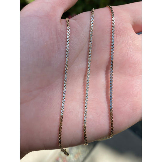 Vintage Solid 14k Yellow Gold Long Chunky Serpentine Chain Necklace - 28.75 inches