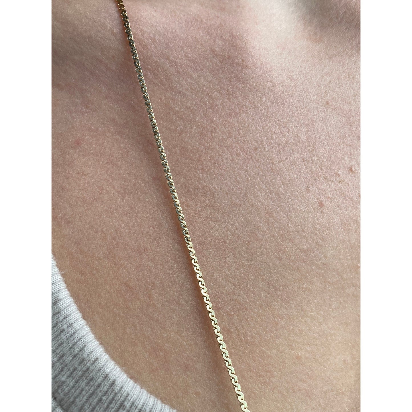 Vintage Solid 14k Yellow Gold Long Chunky Serpentine Chain Necklace - 28.75 inches