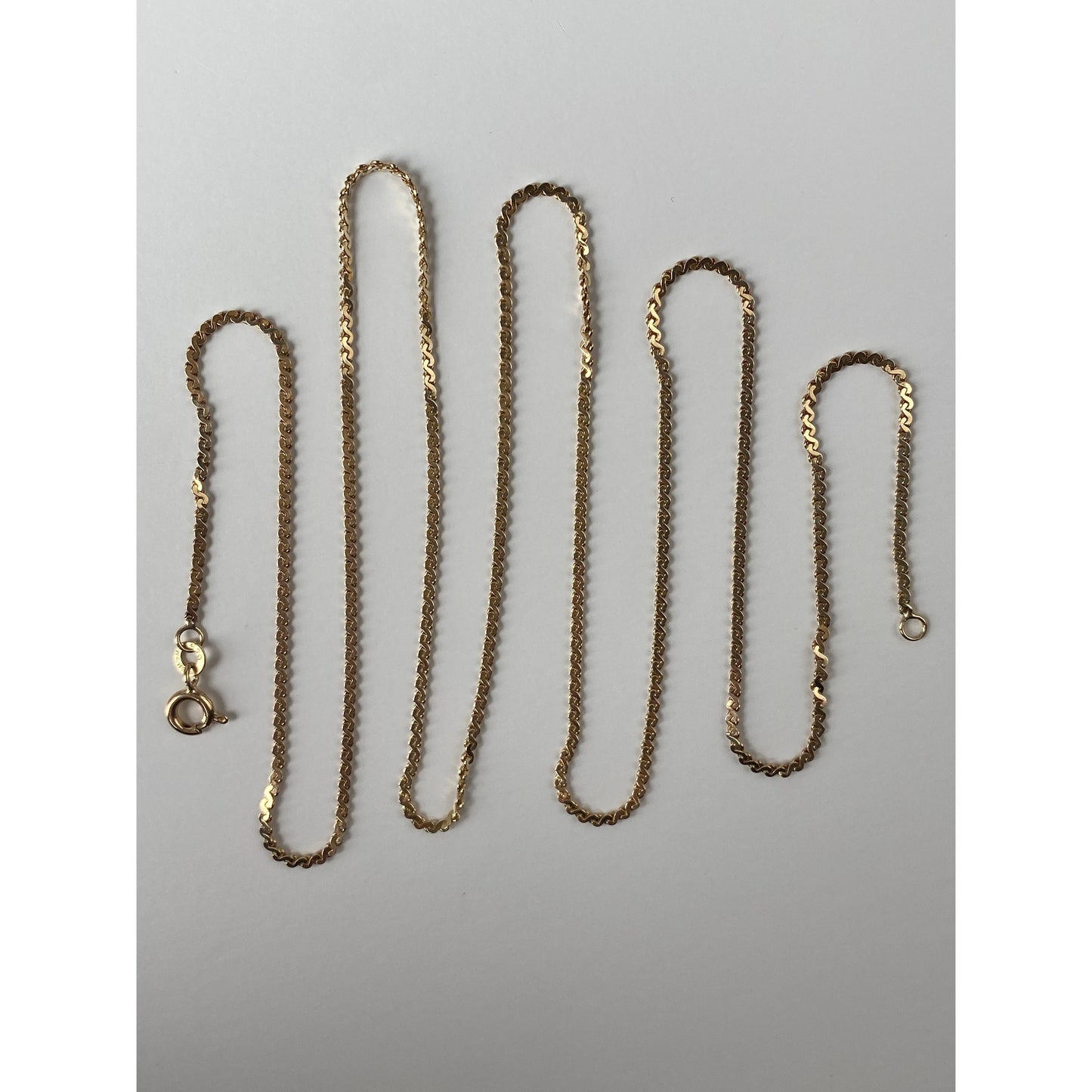 Vintage Solid 14k Yellow Gold Long Chunky Serpentine Chain Necklace - 28.75 inches
