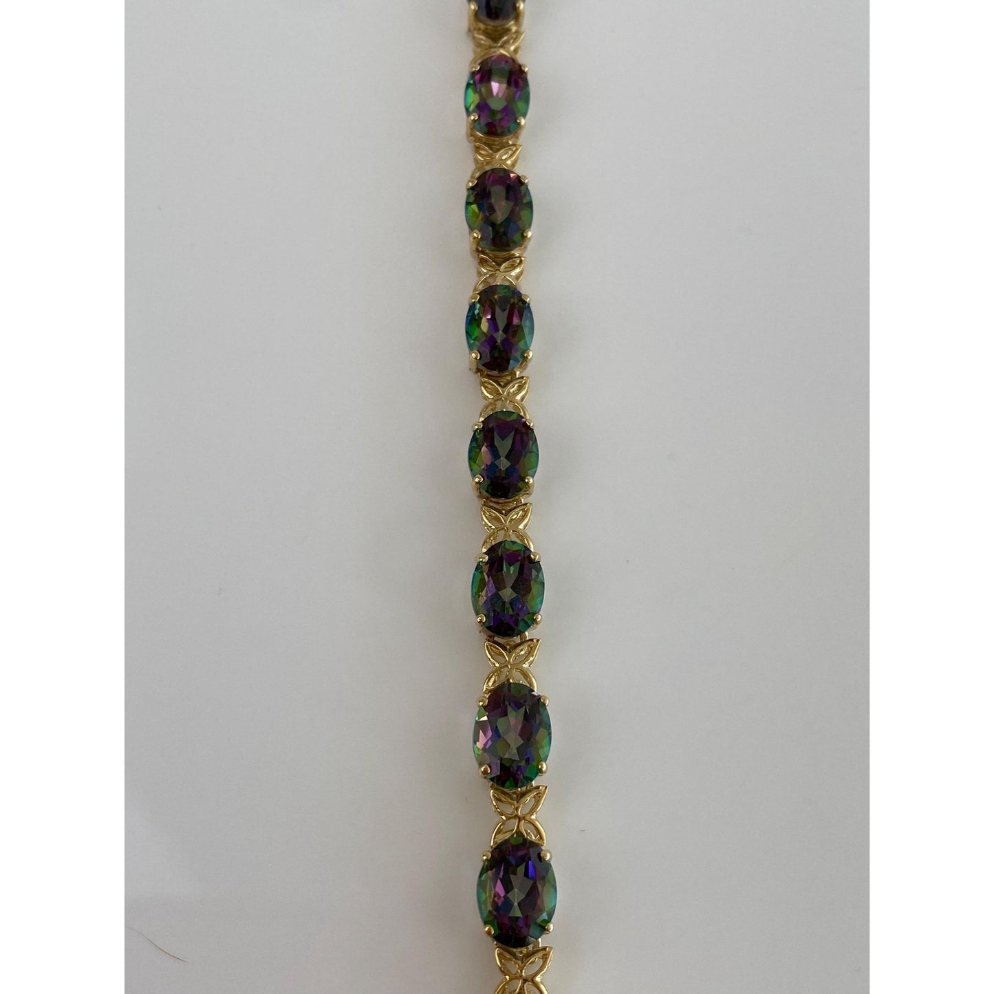 Solid 14k Yellow Gold Mystic Topaz Bracelet - 7.25 inches