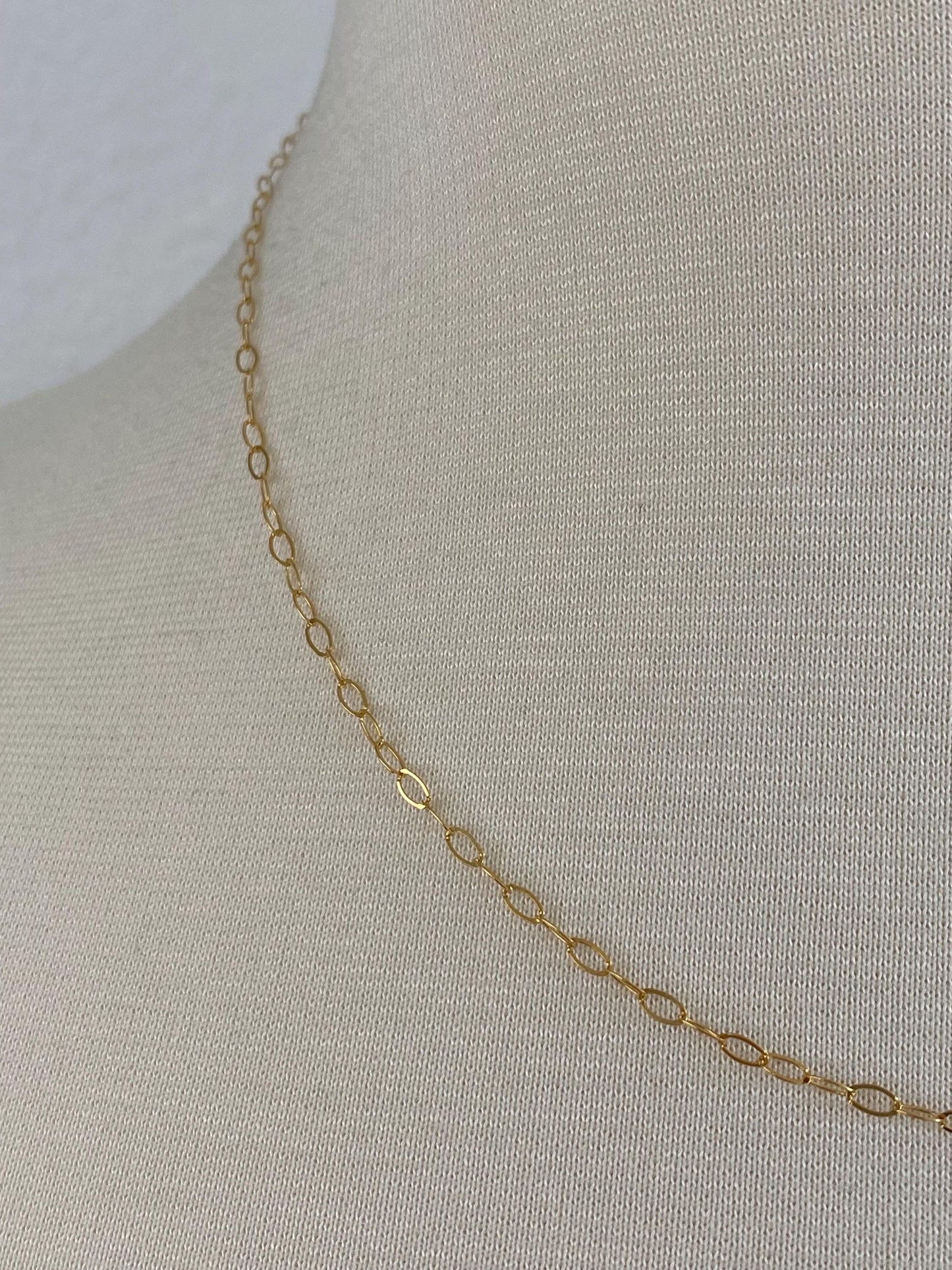 Vintage Solid 14k Yellow Gold Elongated Cable Chain Necklace - 18 inches
