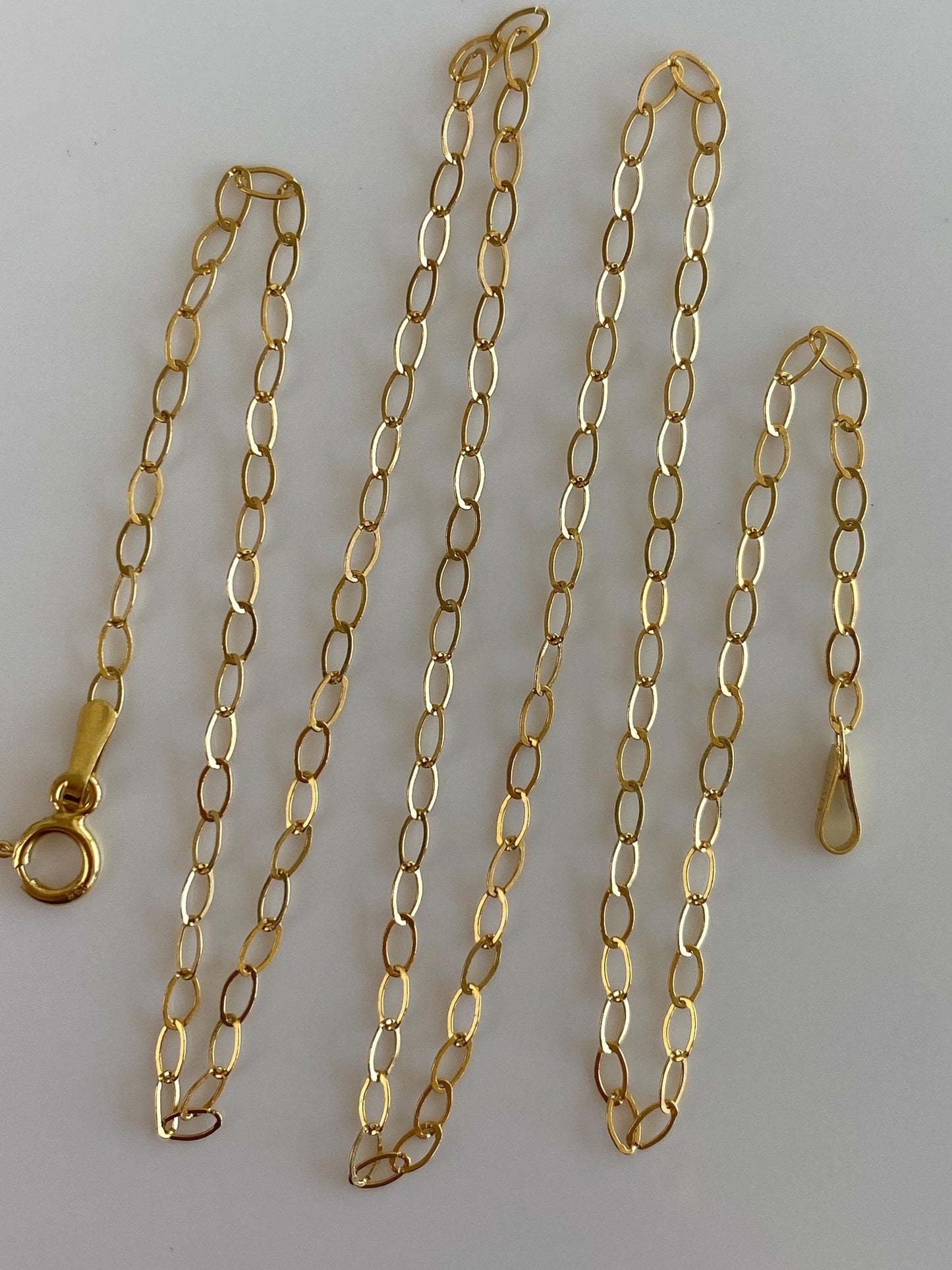 Vintage Solid 14k Yellow Gold Elongated Cable Chain Necklace - 18 inches