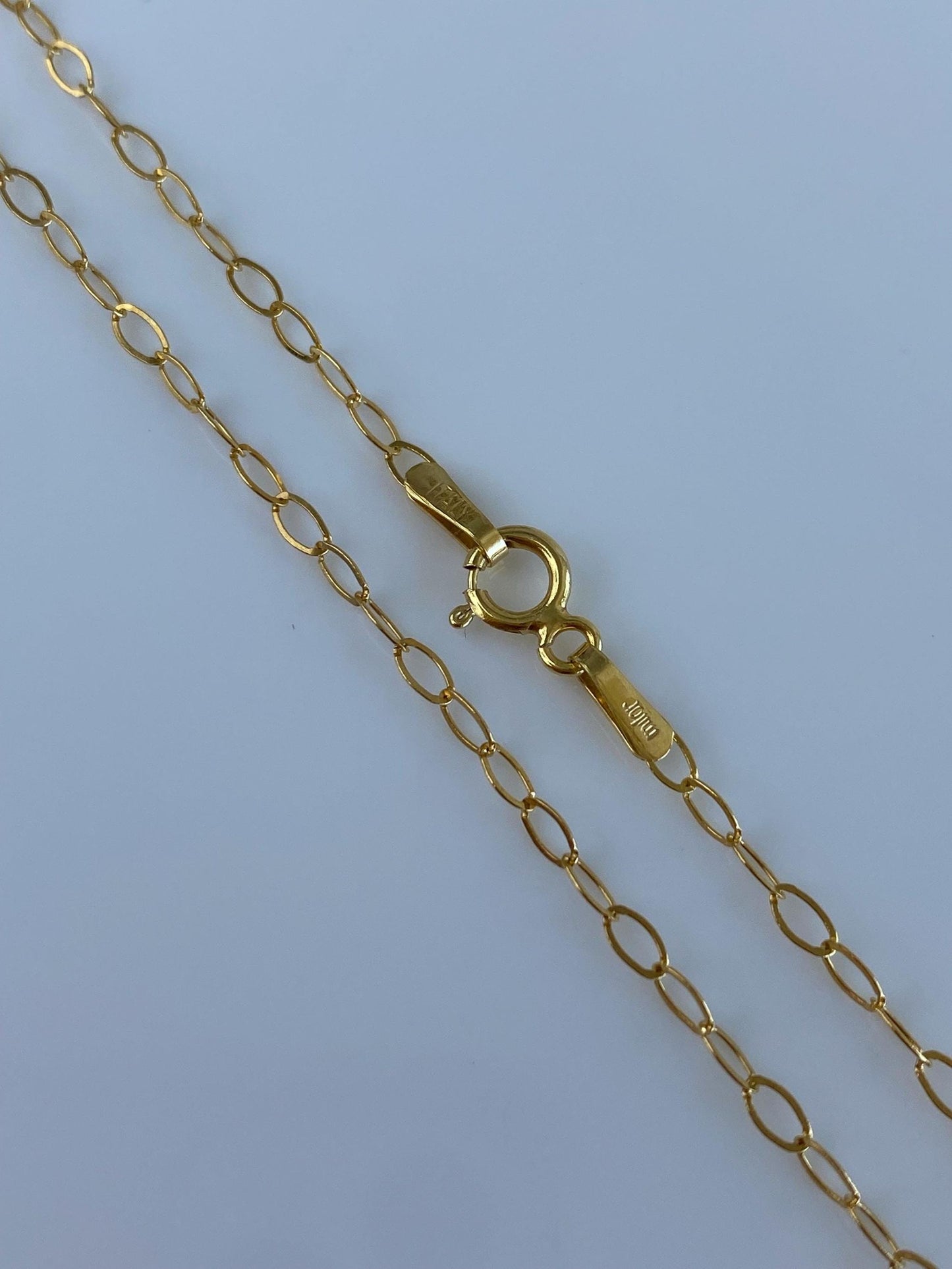 Vintage Solid 14k Yellow Gold Elongated Cable Chain Necklace - 18 inches
