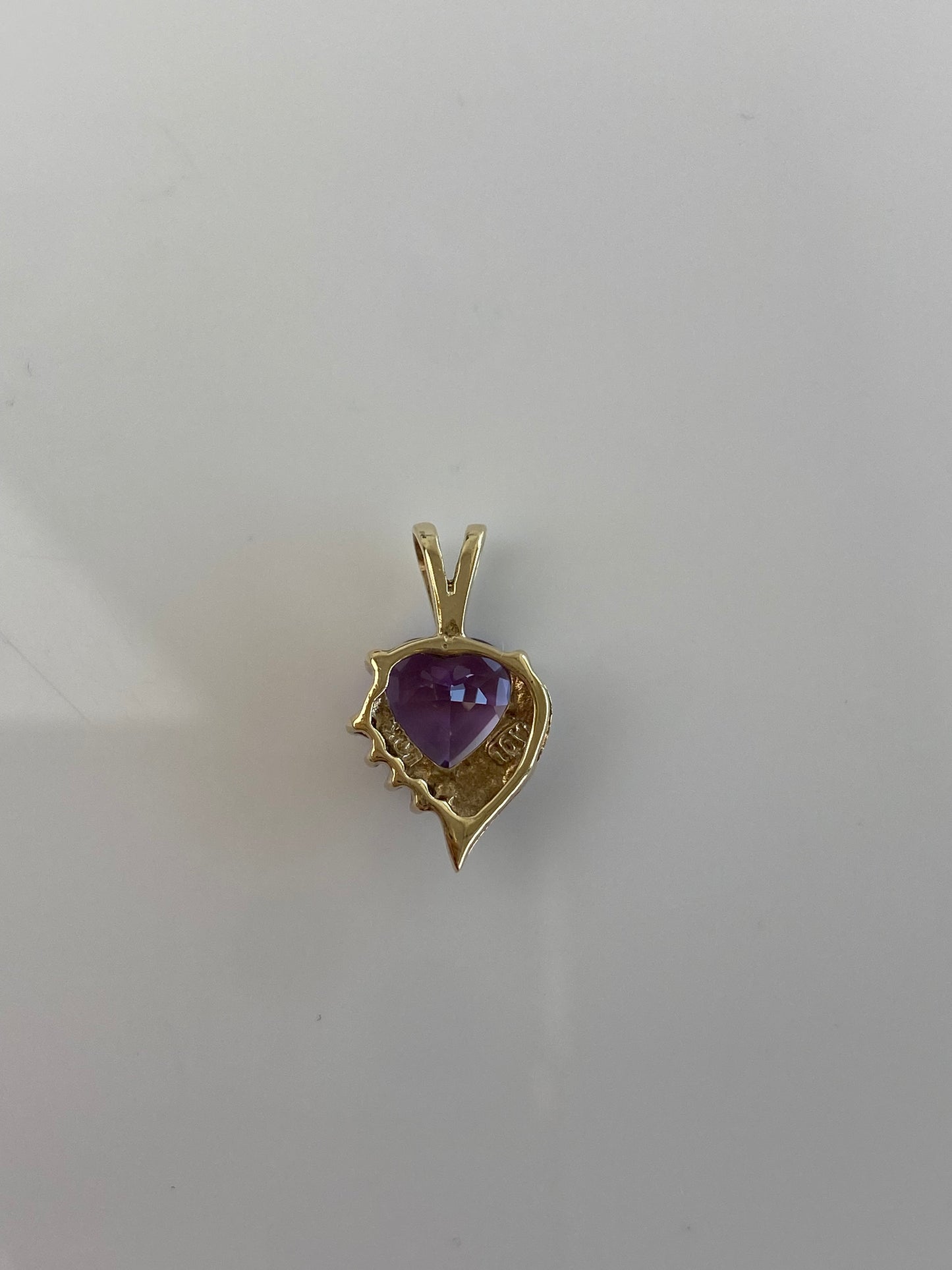 Vintage Solid 10k Diamond Amethyst Heart Charm