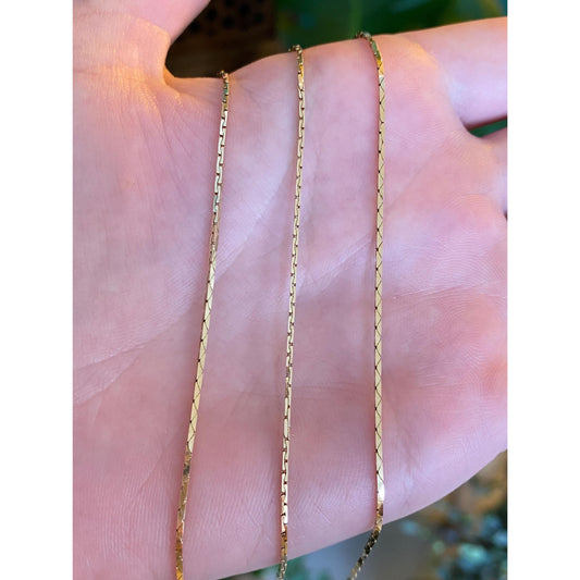 Vintage Solid 14k Yellow Gold Triangle Link Chain Necklace - 24.5 inches
