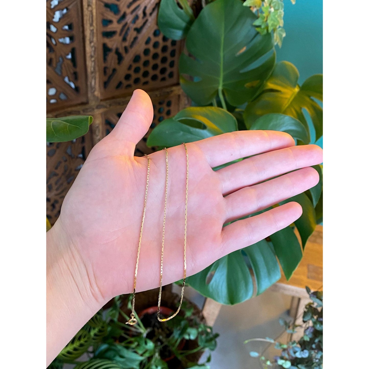 Vintage Solid 14k Yellow Gold Triangle Link Chain Necklace - 24.5 inches