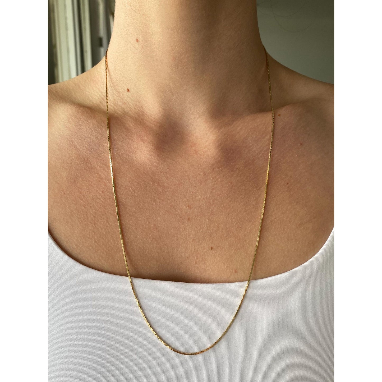 Vintage Solid 14k Yellow Gold Triangle Link Chain Necklace - 24.5 inches