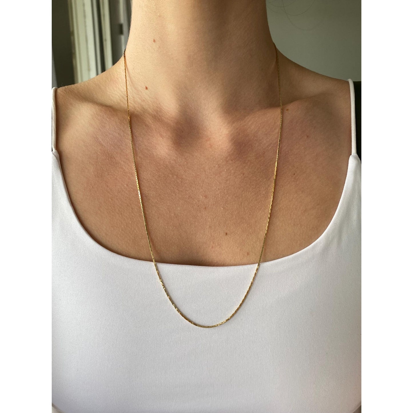 Vintage Solid 14k Yellow Gold Triangle Link Chain Necklace - 24.5 inches