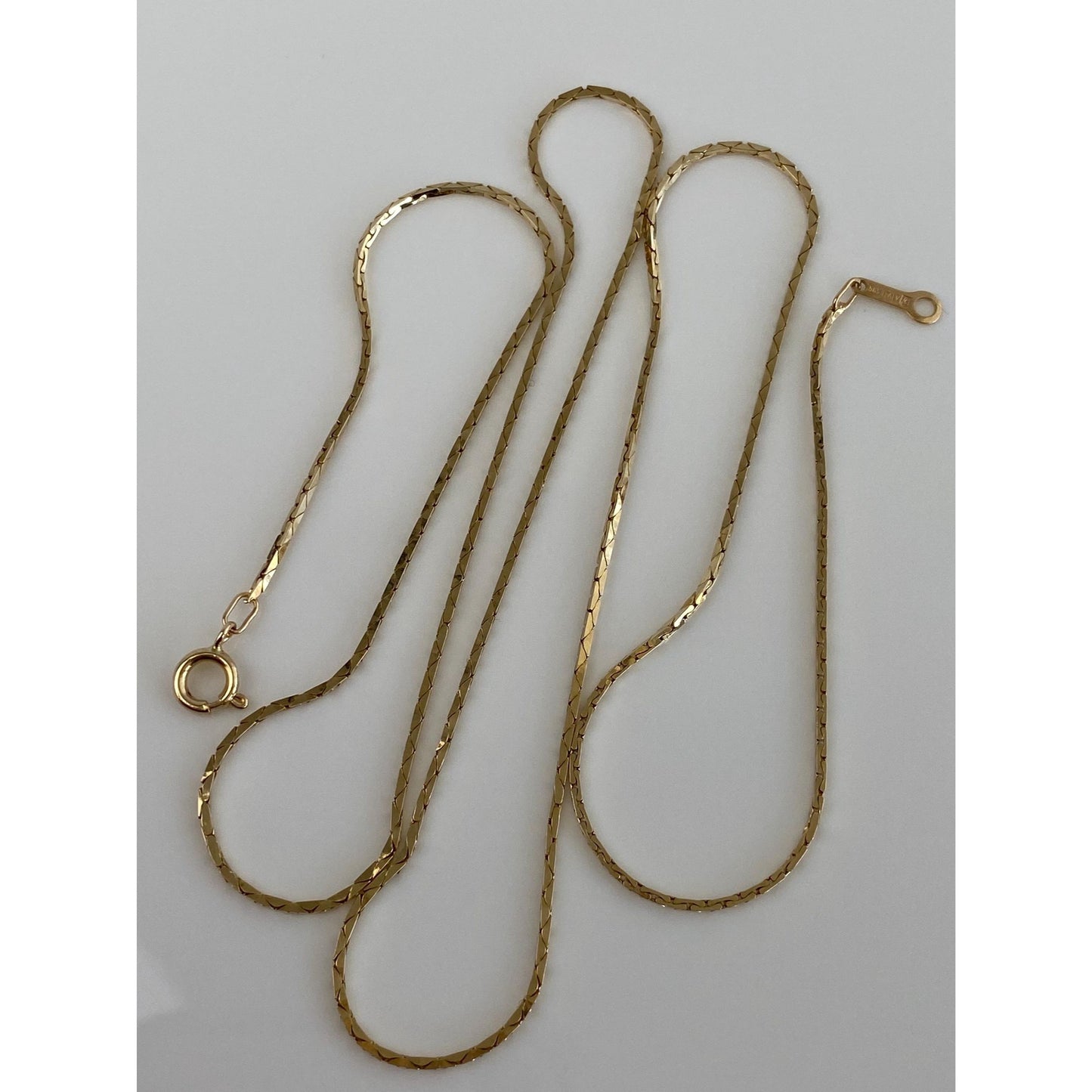 Vintage Solid 14k Yellow Gold Triangle Link Chain Necklace - 24.5 inches